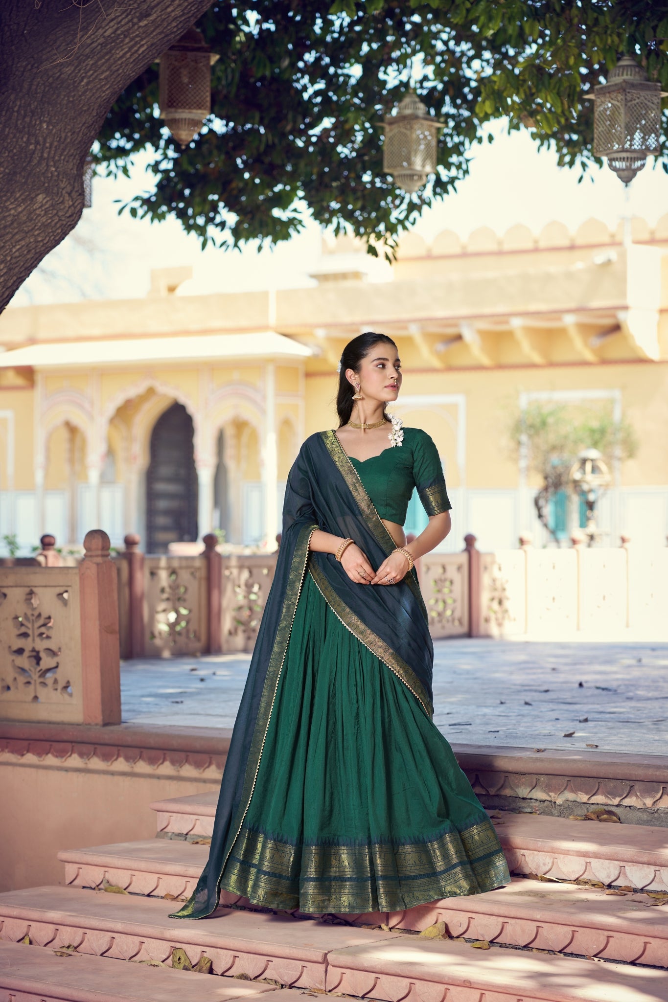 South Indian Traditional Lehenga Choli With Dupatta For Women