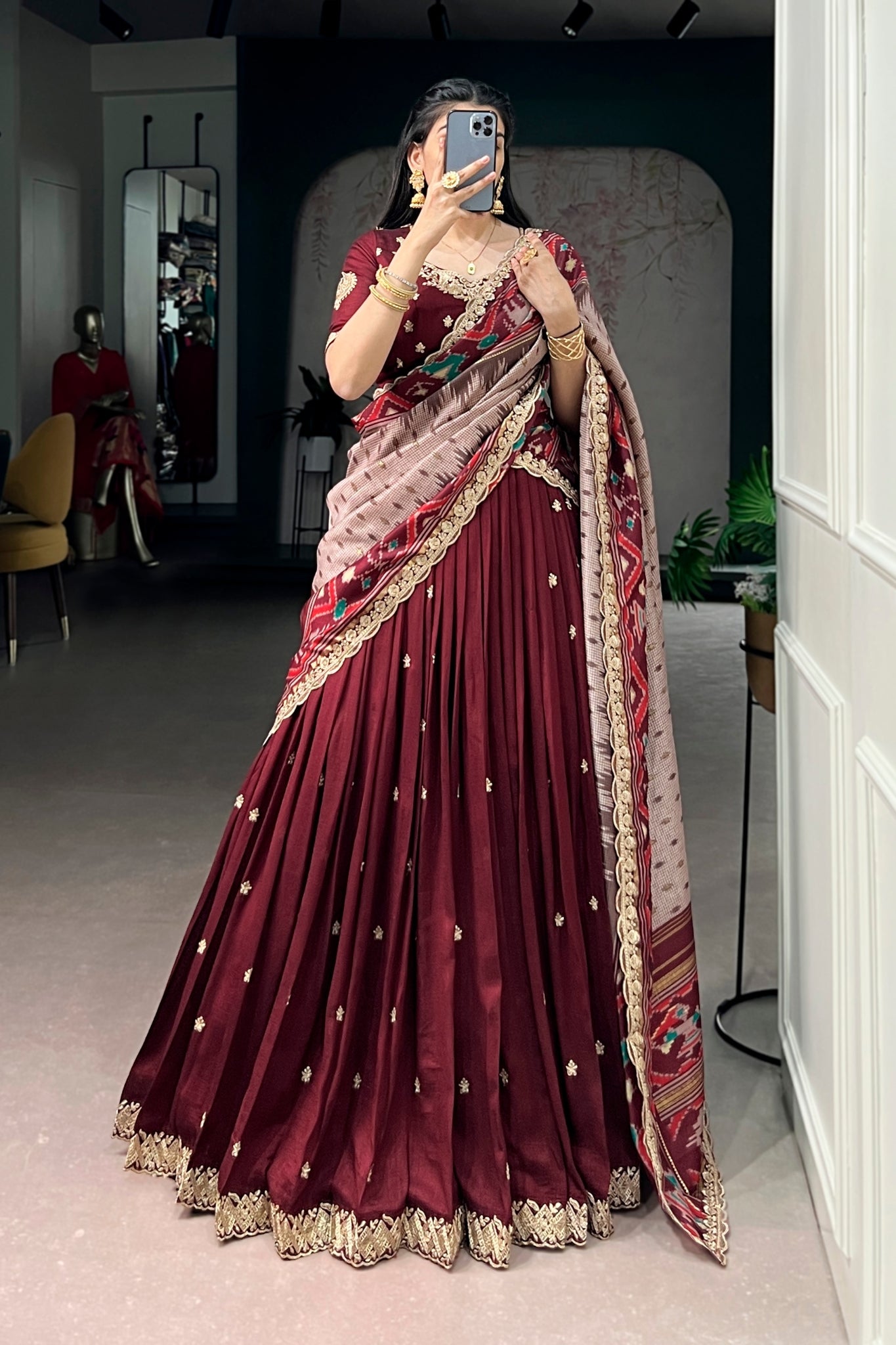 Premium Vichitra Silk Lehenga Choli For Women With Dupatta