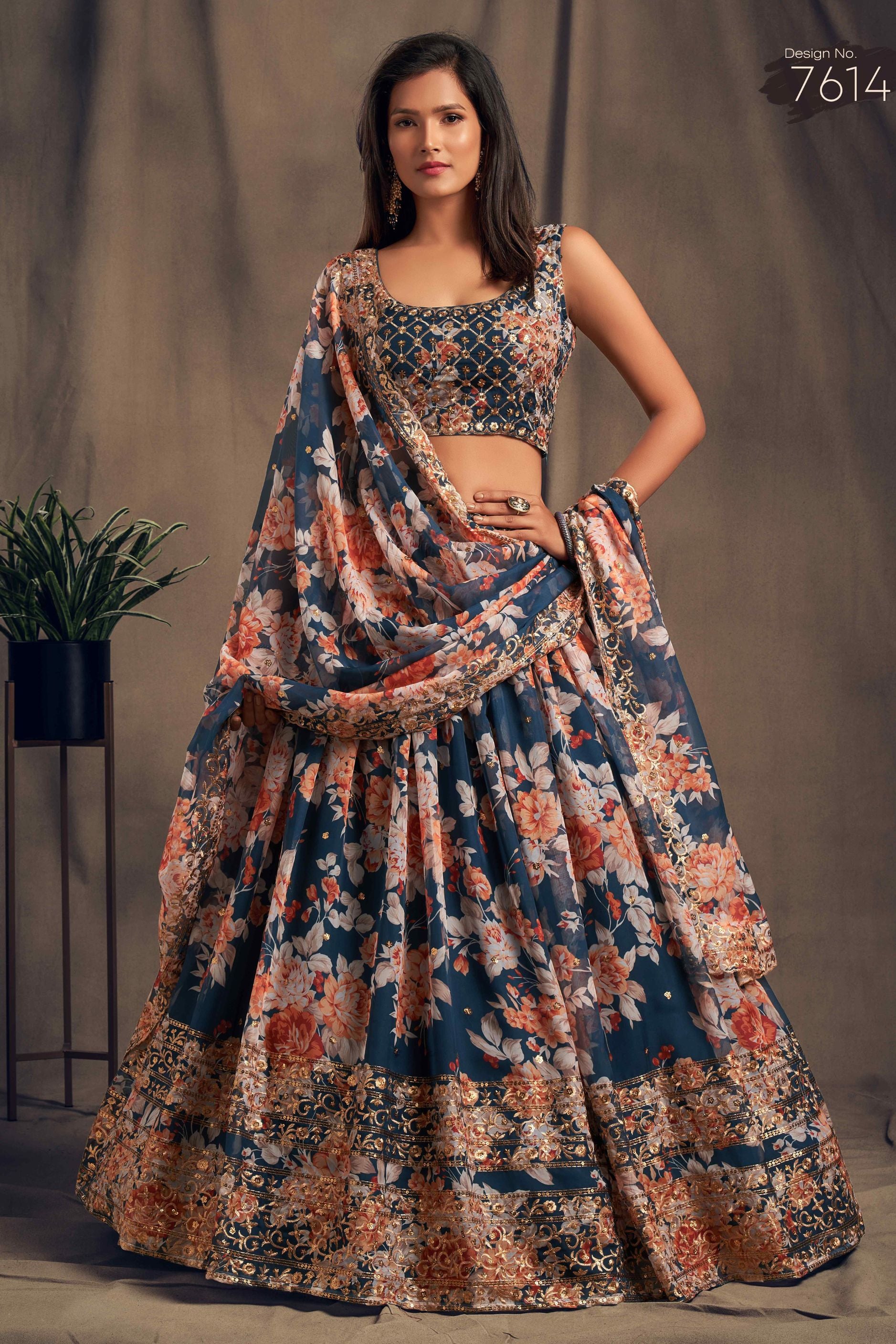 Gorgeous Sequence With Embroidery Floral Work Lehenga Choli