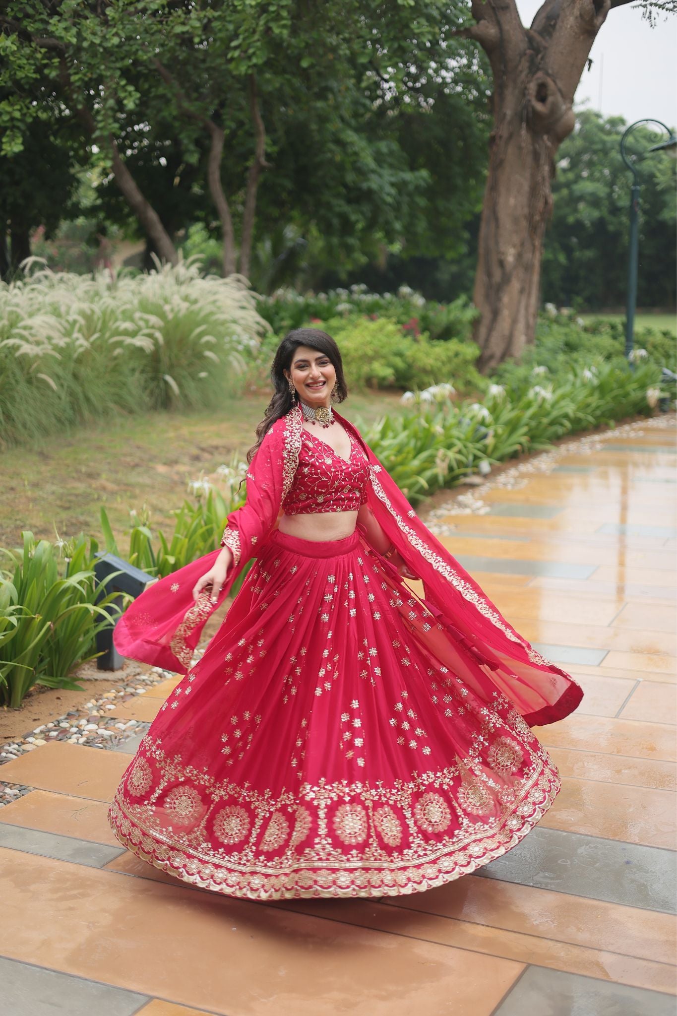 Pink Designer Sequins Embroidered Work Wedding Lehenga Choli