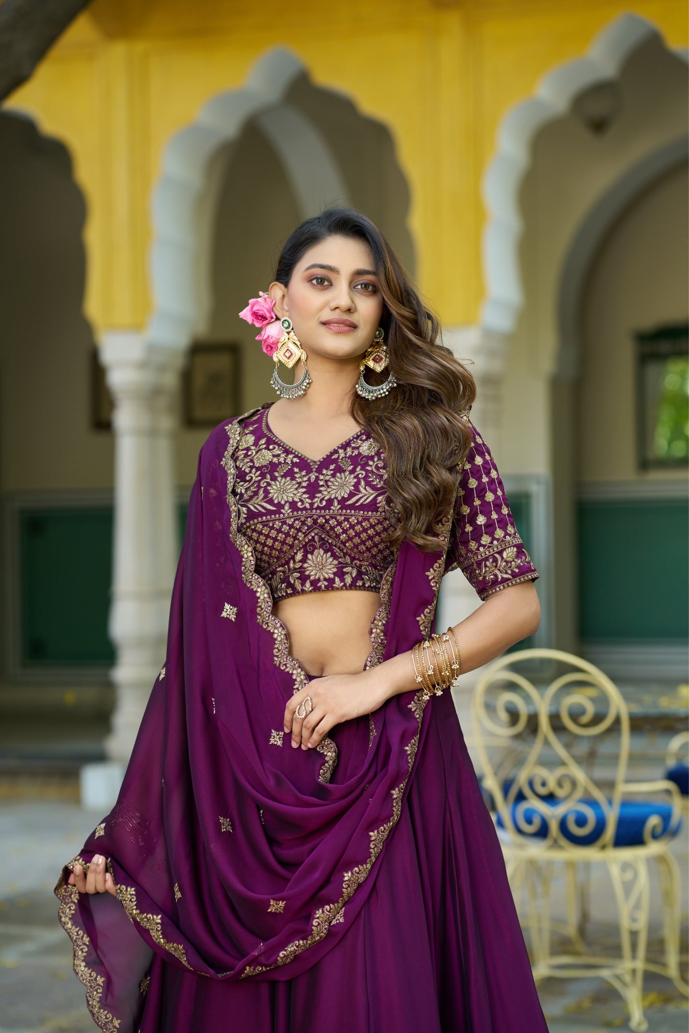 Orange Color Rangoli Silk Sequins And Thread Embroidery Work Lehenga Choli For Woman