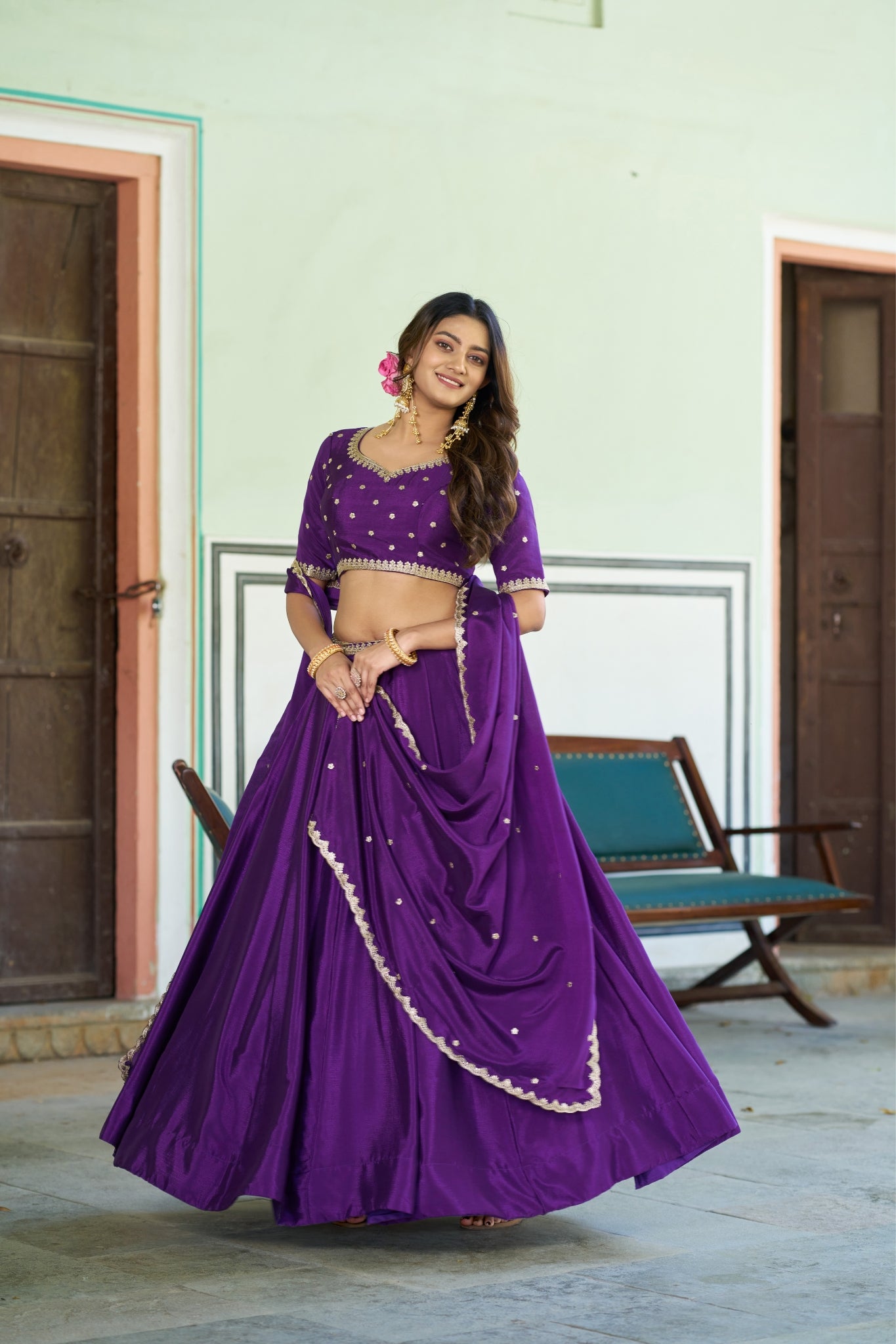 Designer Sequins And Thread Embroidery Lehenga Choli For Women