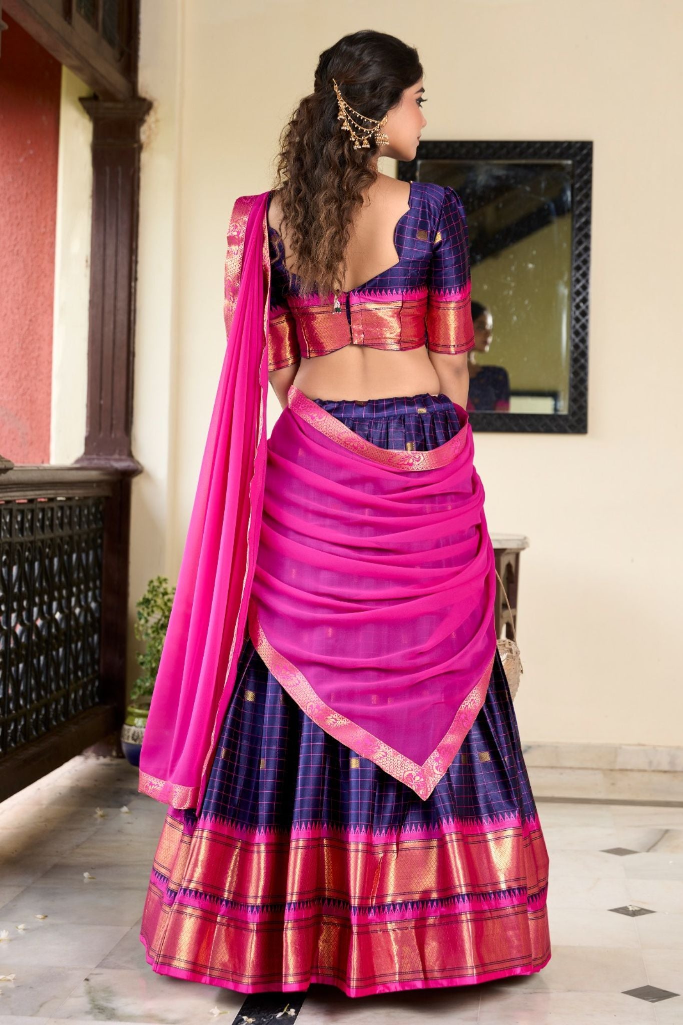 Cotton Silk Weaving Work Lehenga Choli