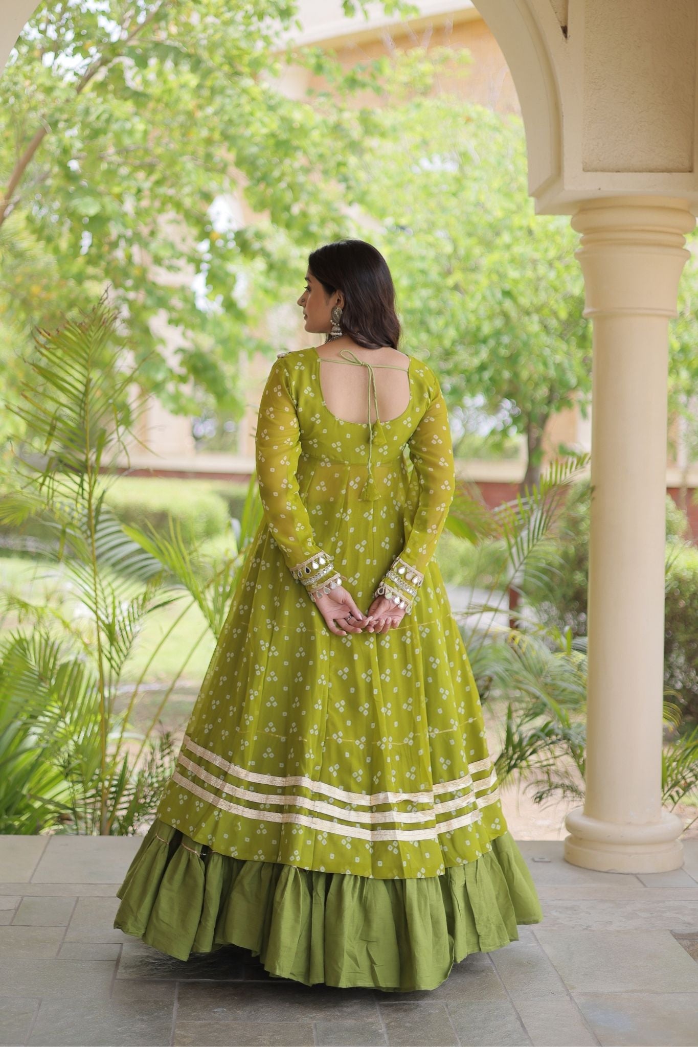 Raasrang Special Navratri Designer Kora Cotton Bandhani Print with Kutchi Patchwork Lehenga Choli