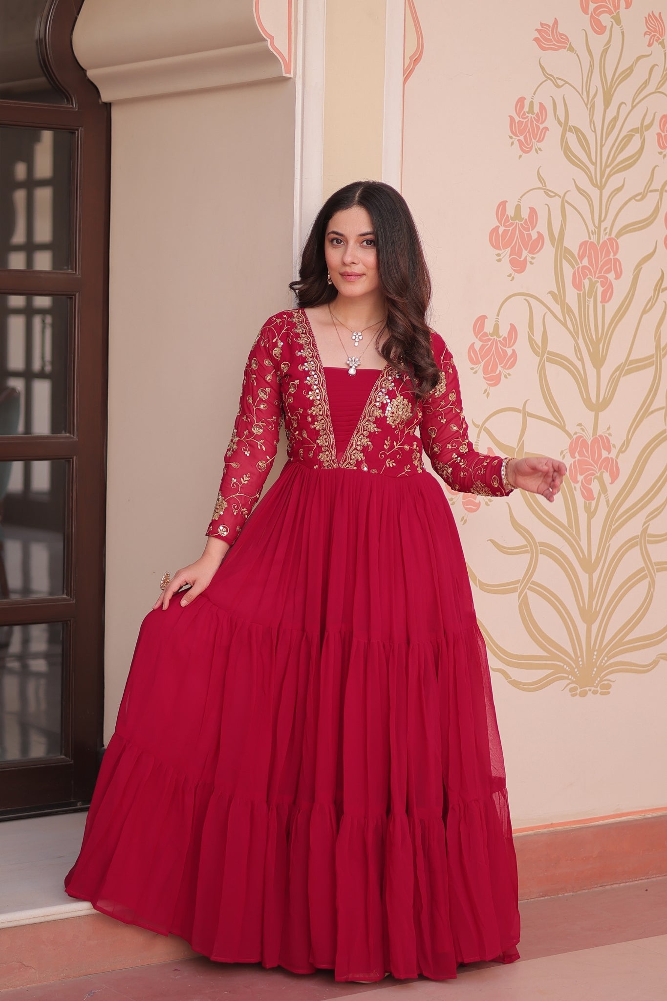 Sequins Zari Embroidered Work Wedding Designer Gown