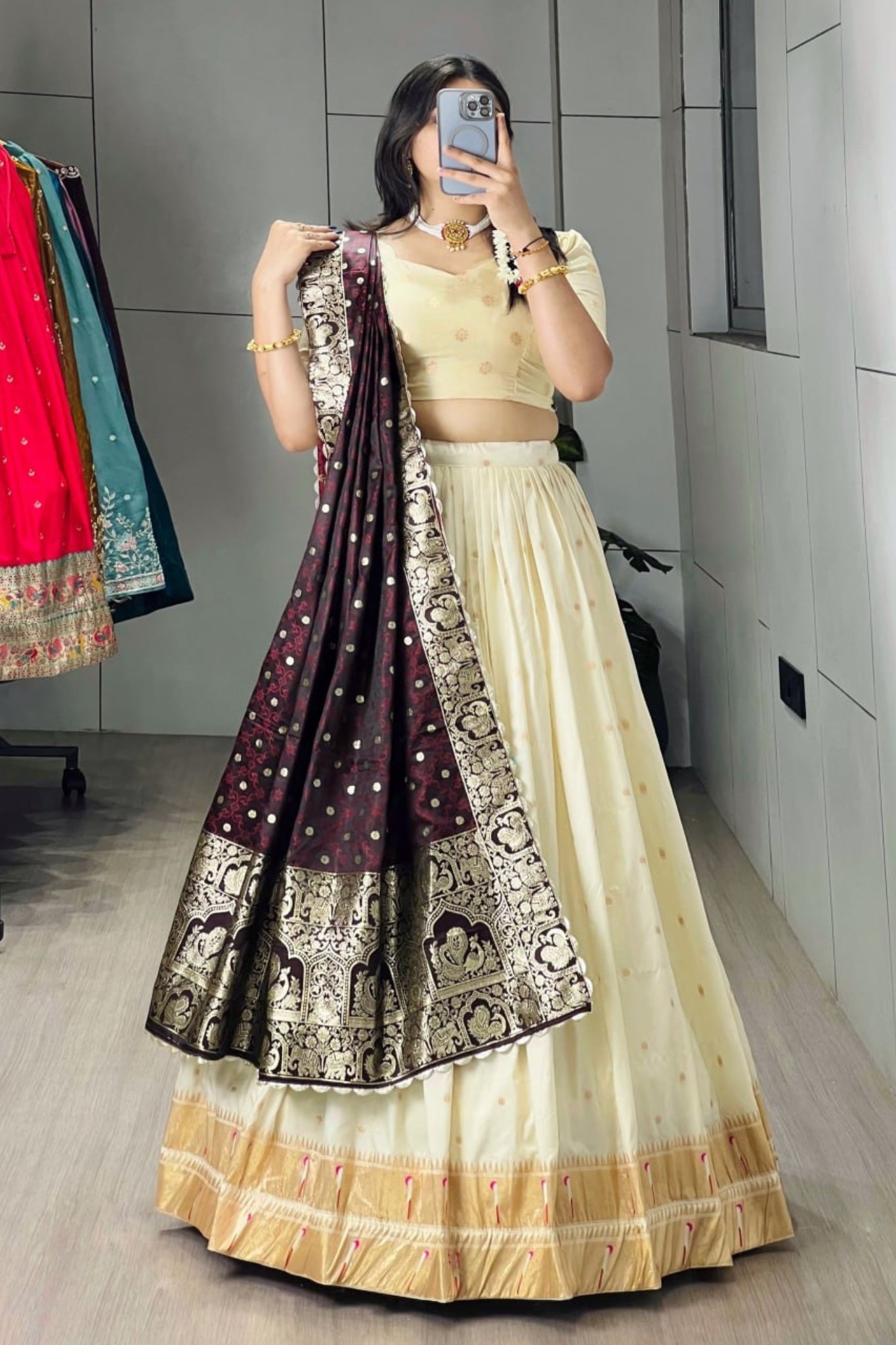 Royal Classical Paithani Silk Lehenga Choli With Iconic Zari Dupatta For Wedding And Festive Wear
