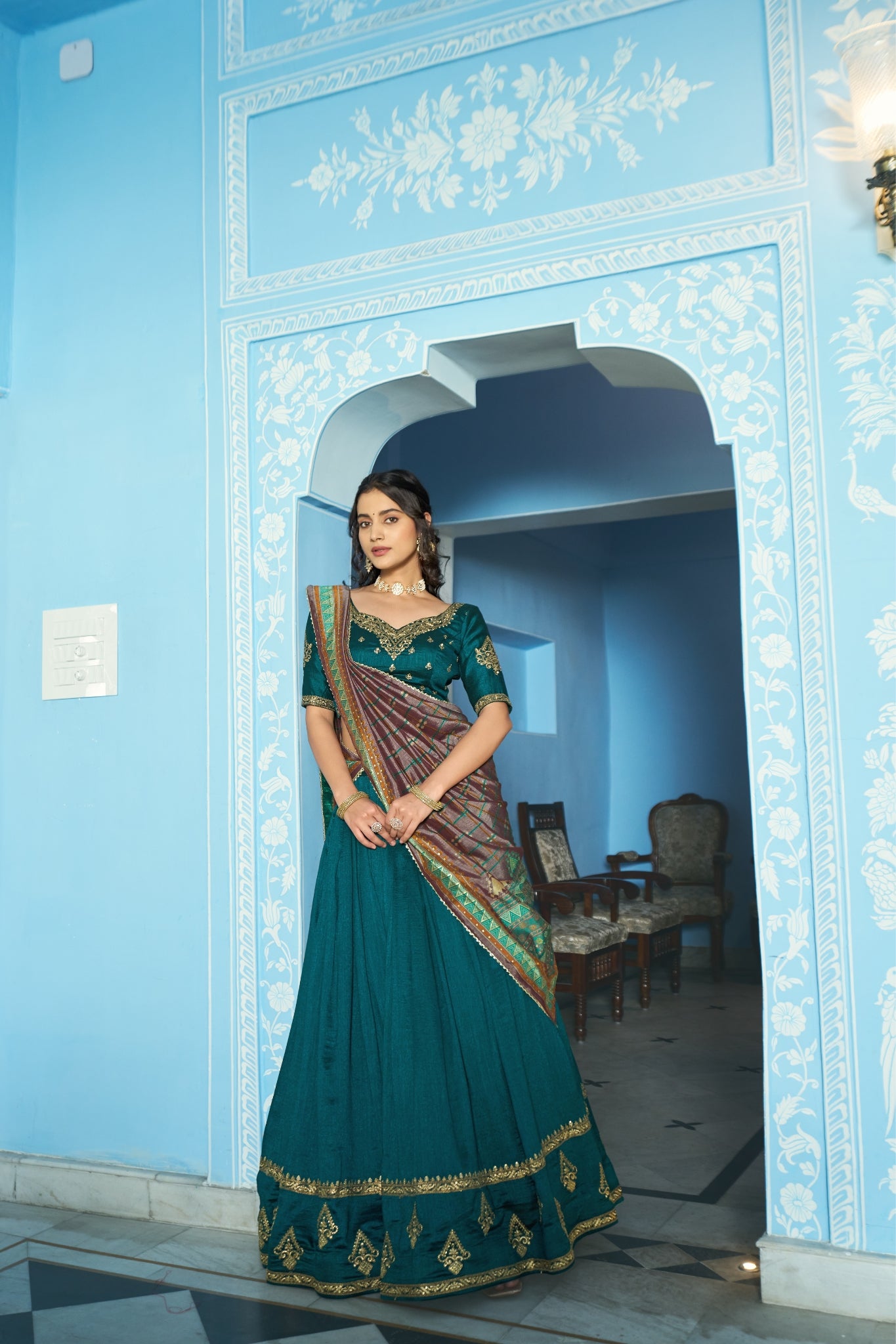 Premium Vichitra Silk Embroidered Wedding And Festive Designer Lehenga Choli For Women