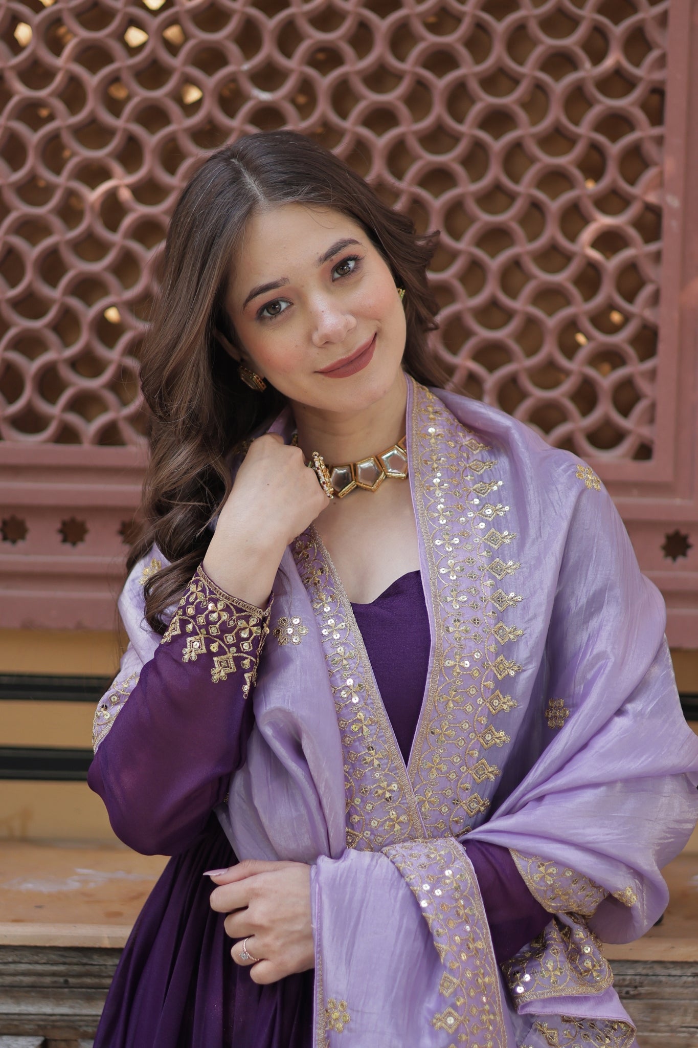 Festive Elegance Georgette Embroidered Zari Sequins Work Wedding Gown With Dupatta Set