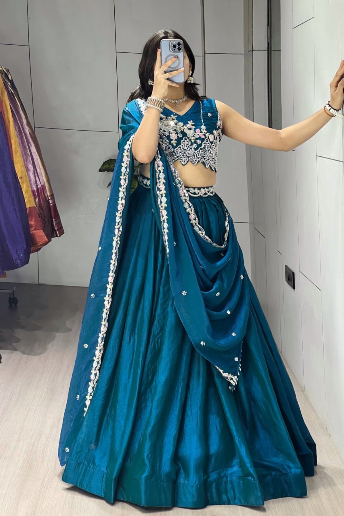 Luxury Antique Beads Work Lehenga Choli With Designer Scallop Blouse And Elegant Dupatta