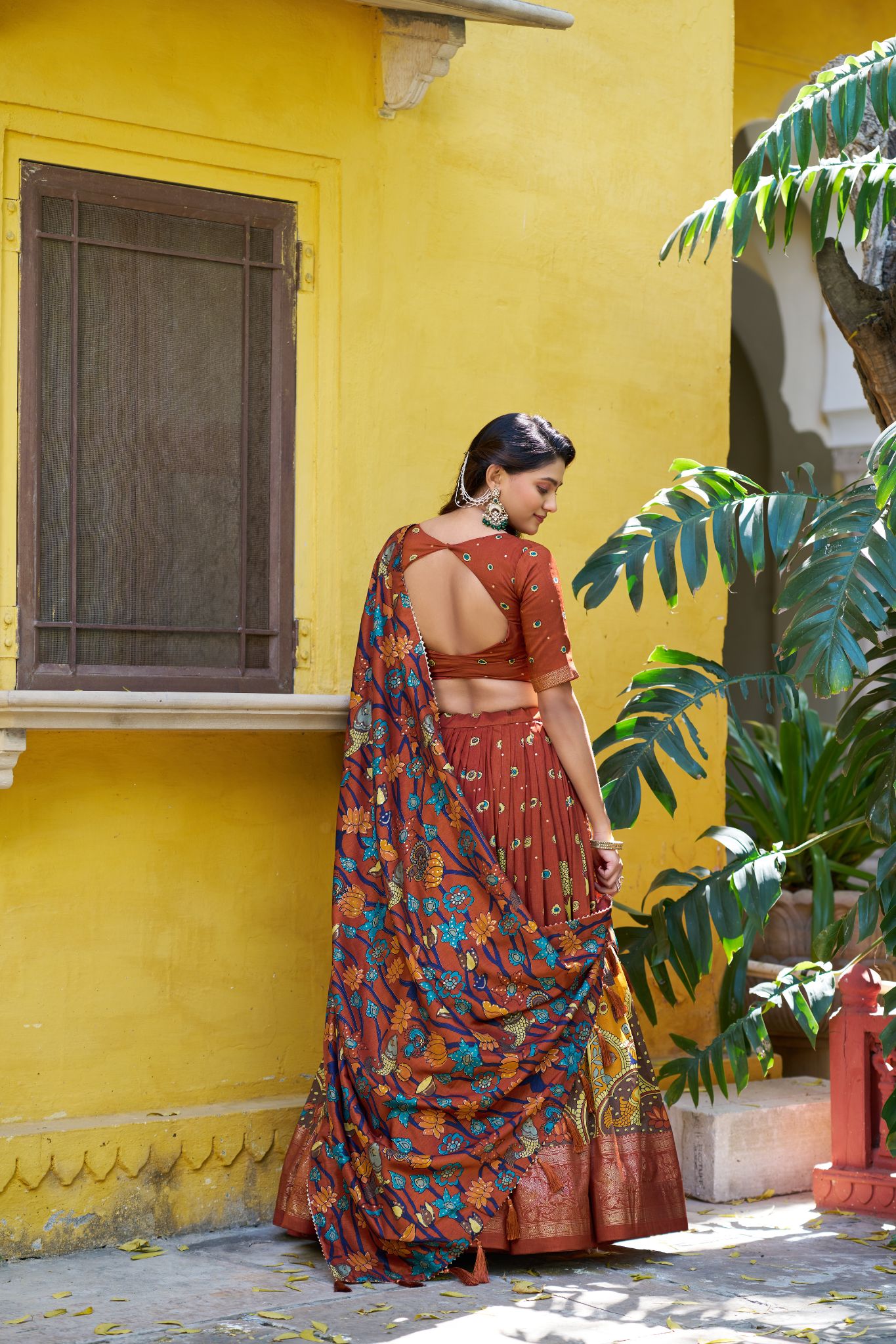 Kalamkari Print With Foil Work Lehenga Choli