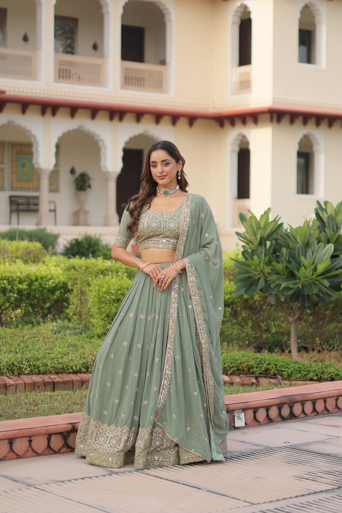 Designer Sequins Embroidered Lehenga Choli For Weddings And Festive Wear