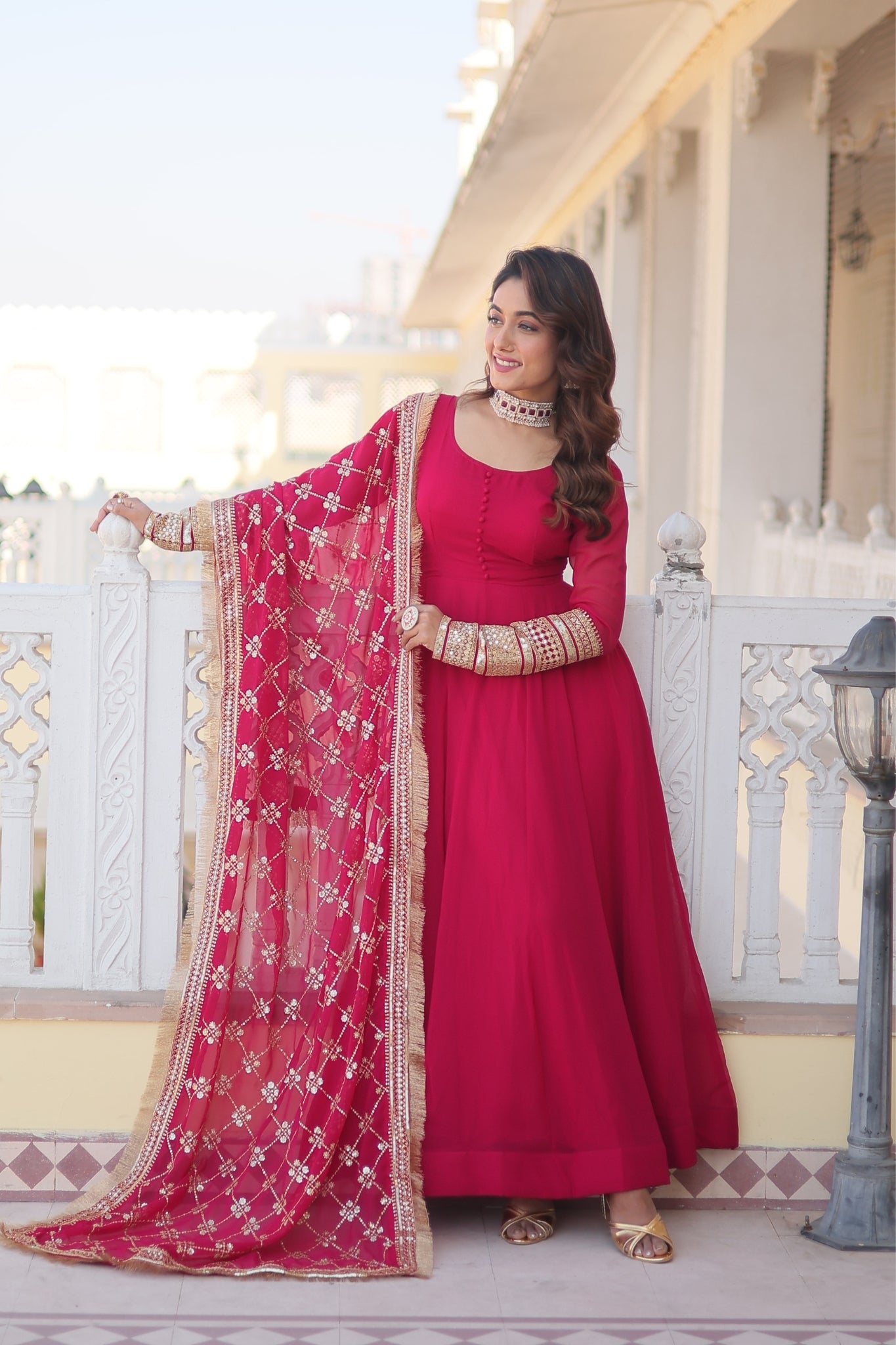 The Perfect Attractive Gown with Dupatta Set