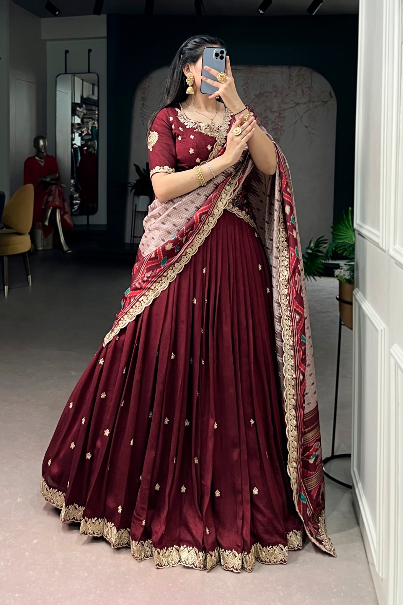 Premium Vichitra Silk Lehenga Choli For Women With Dupatta