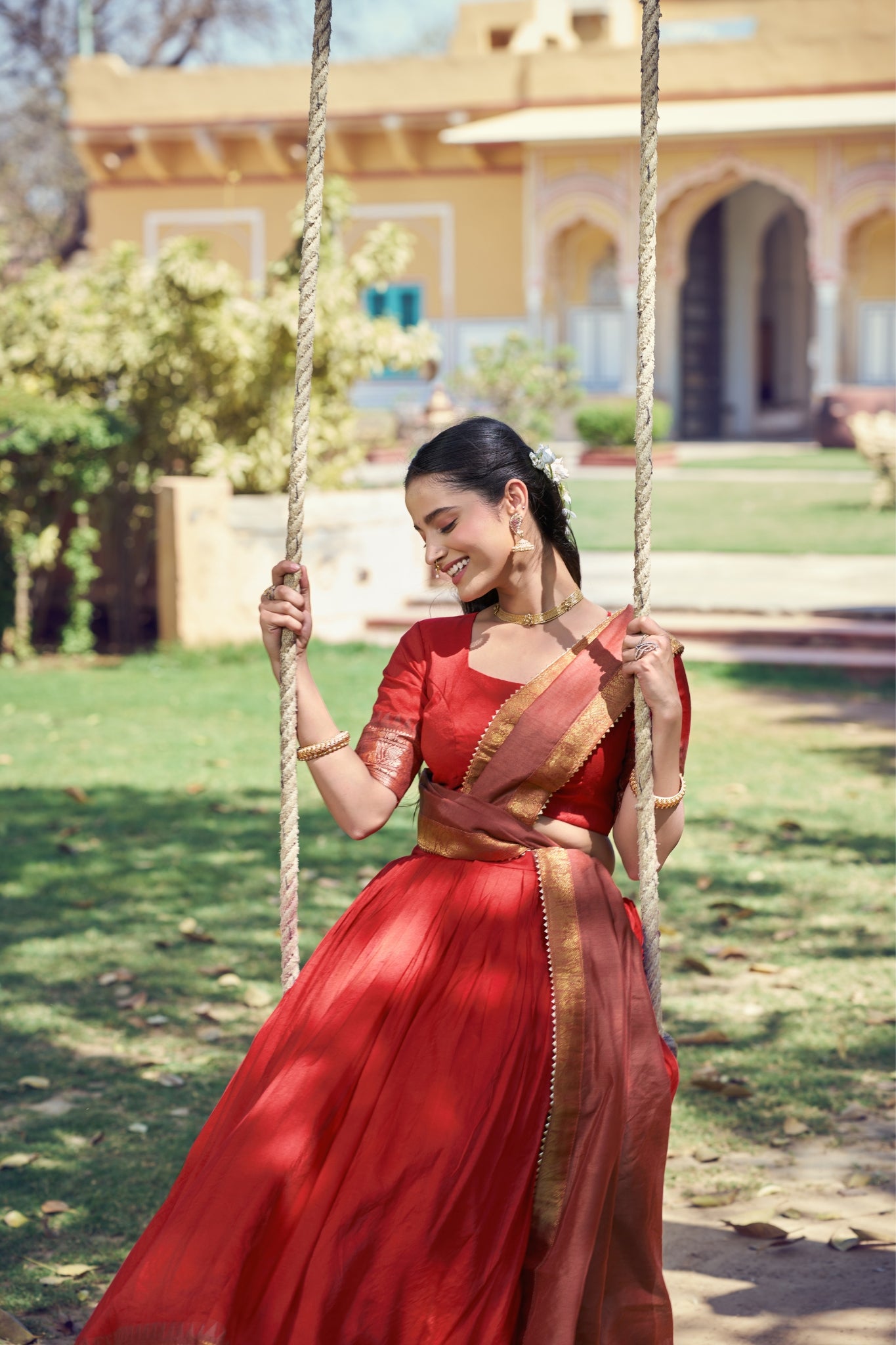 South Indian Traditional Lehenga Choli With Dupatta For Women