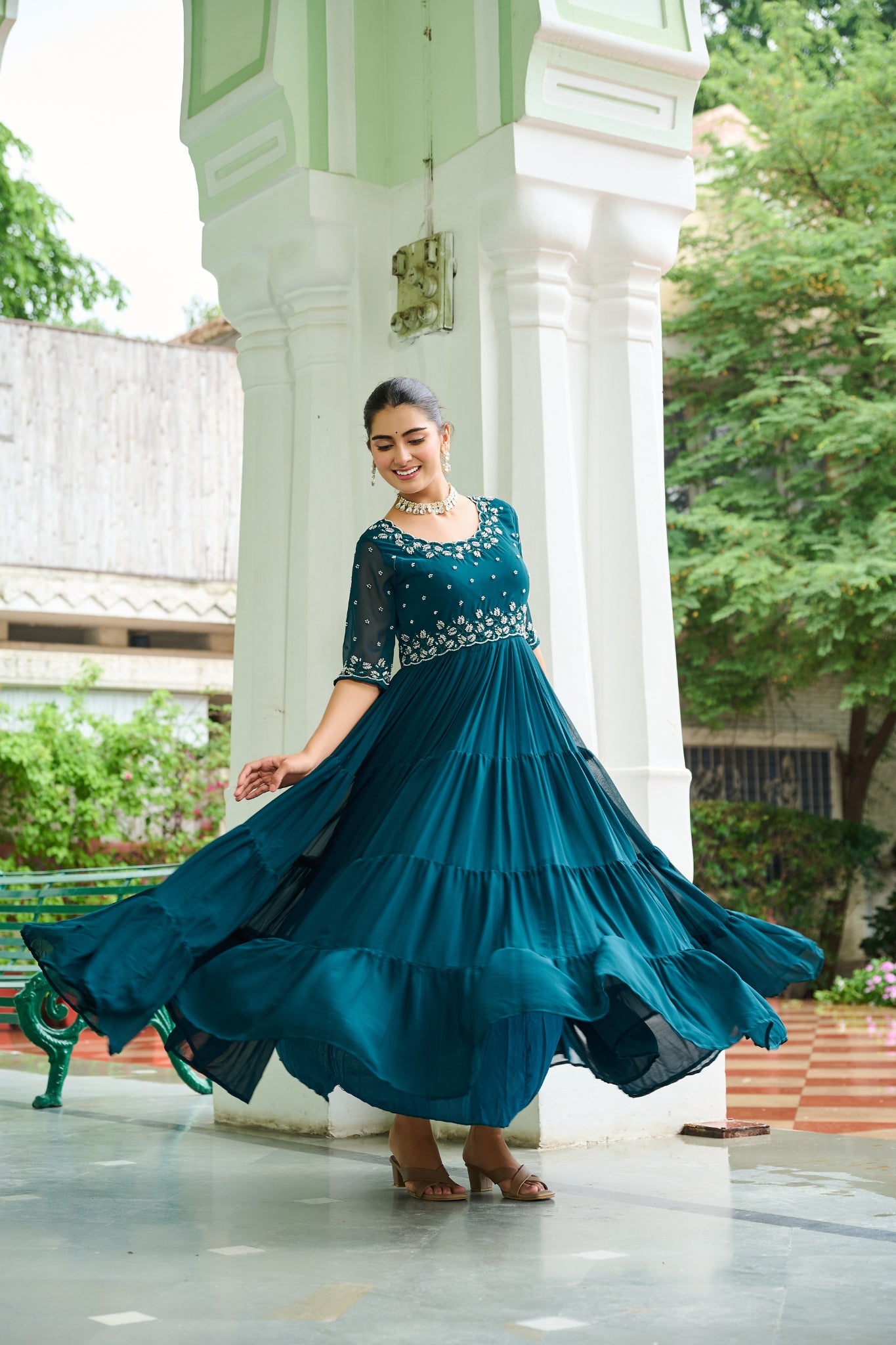 Stunning Beads Embroidery Work Beautiful Gown