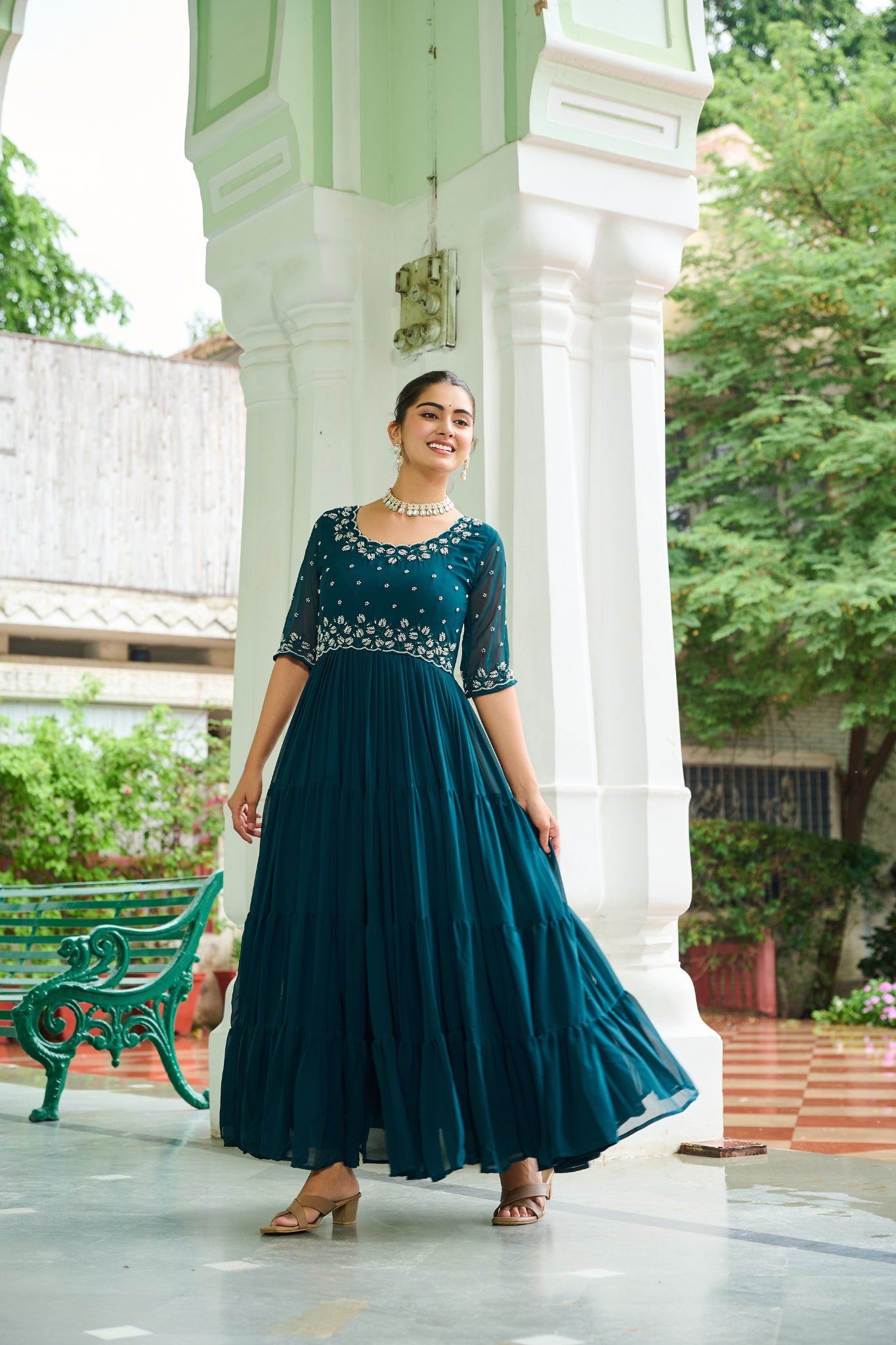 Stunning Beads Embroidery Work Beautiful Gown