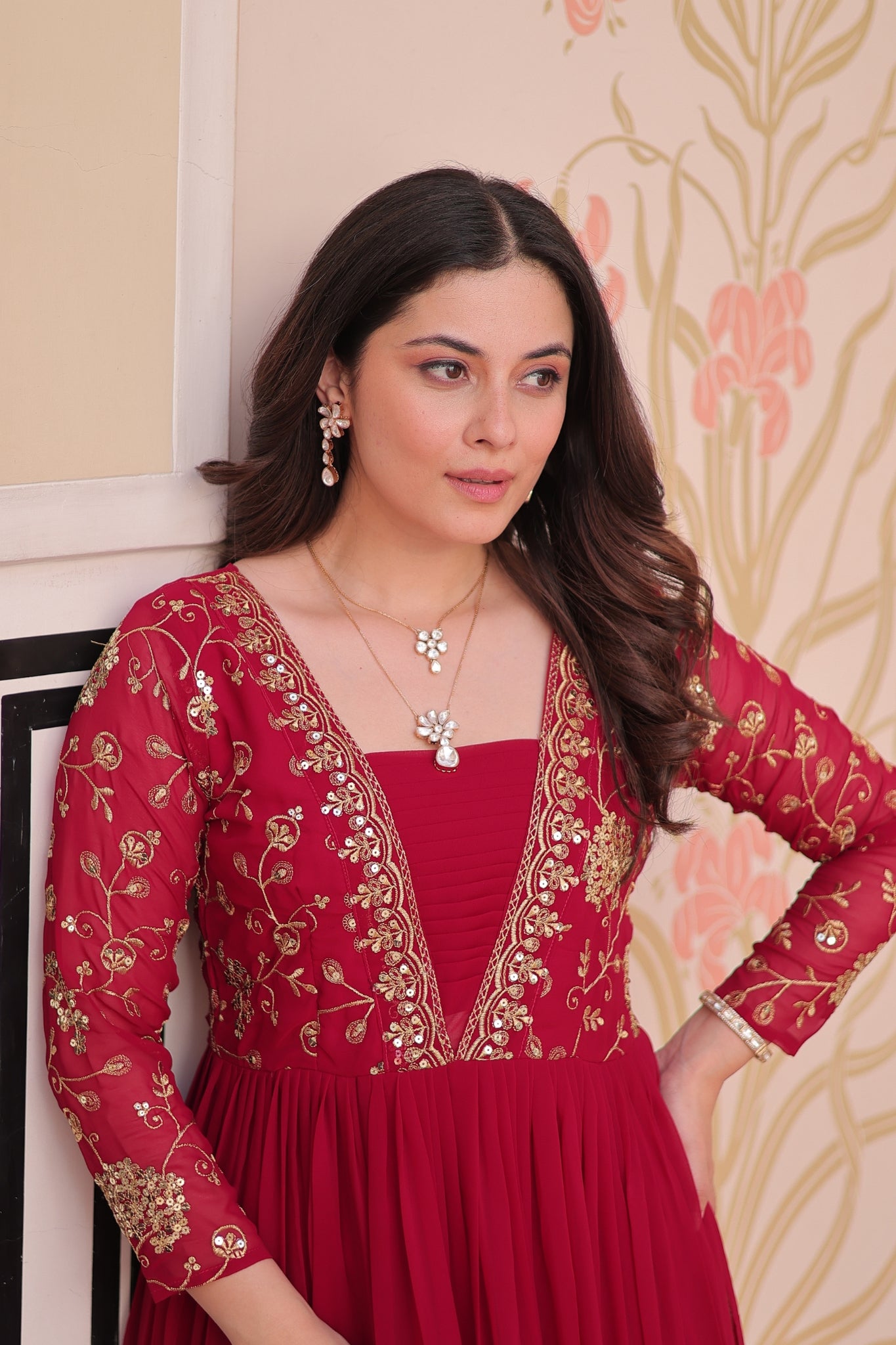 Sequins Zari Embroidered Work Wedding Designer Gown