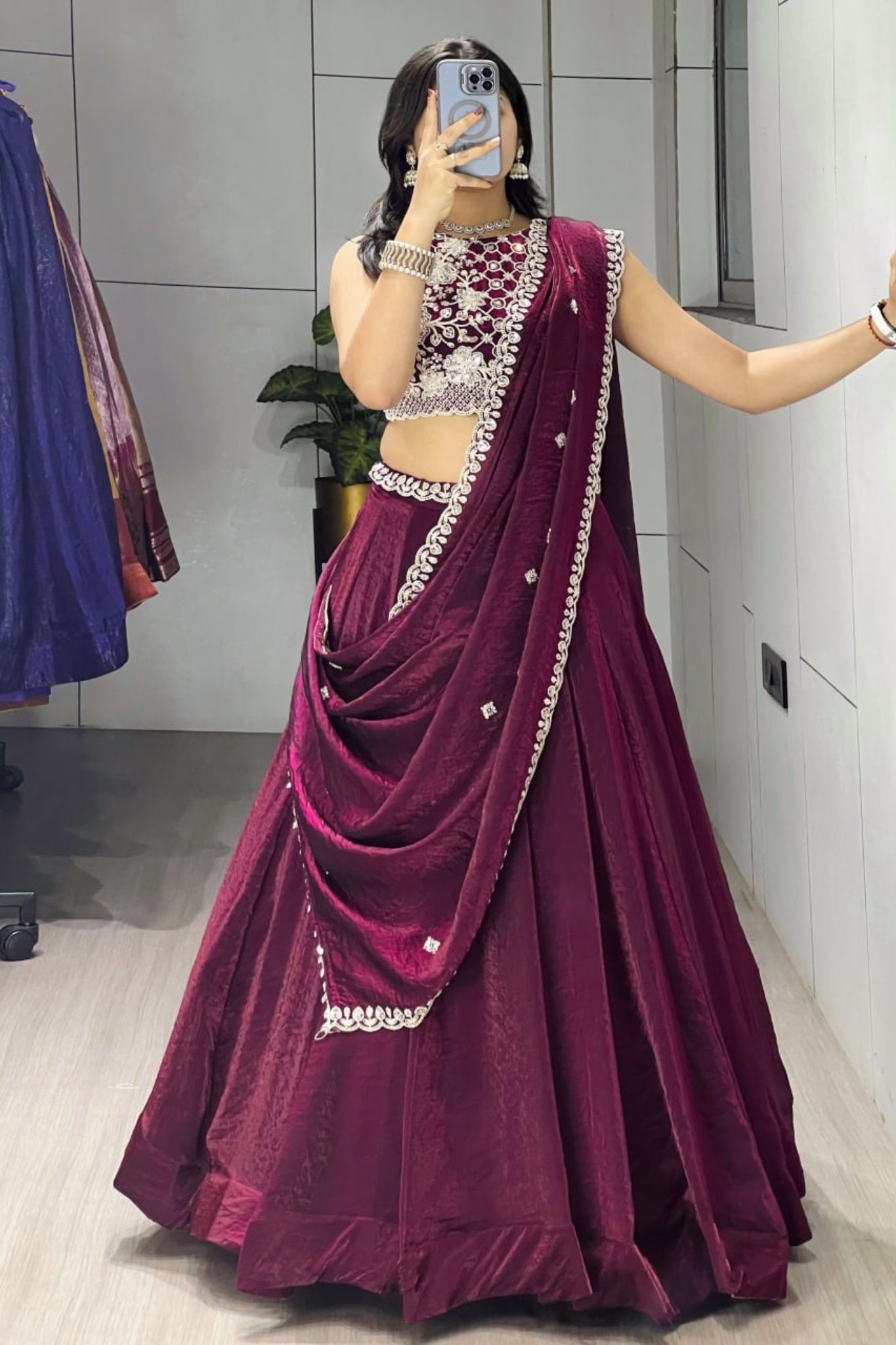 Luxury Antique Beads Work Lehenga Choli With Designer Scallop Blouse And Elegant Dupatta