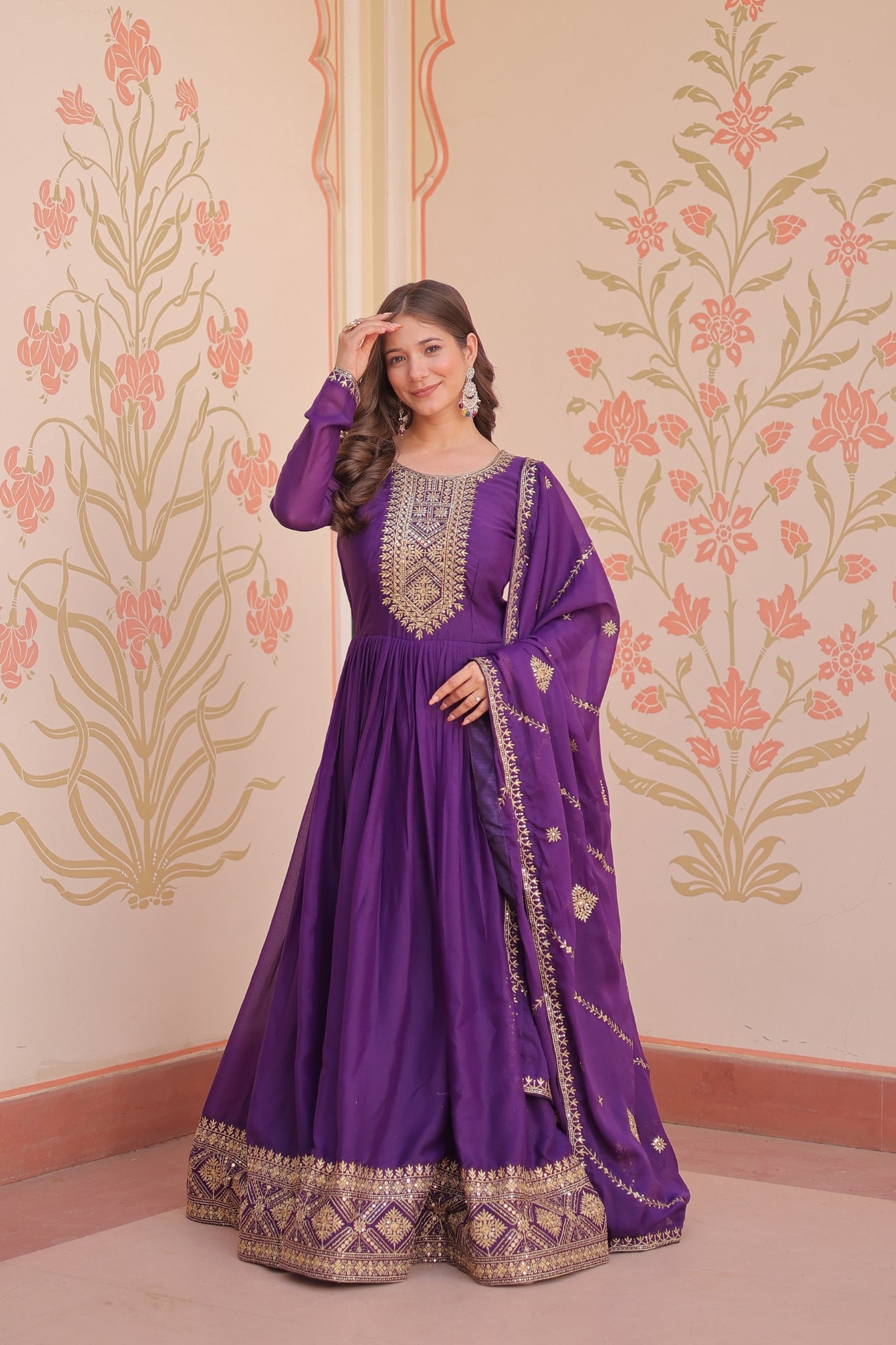 Designer Gown With Zari Sequins Elegance