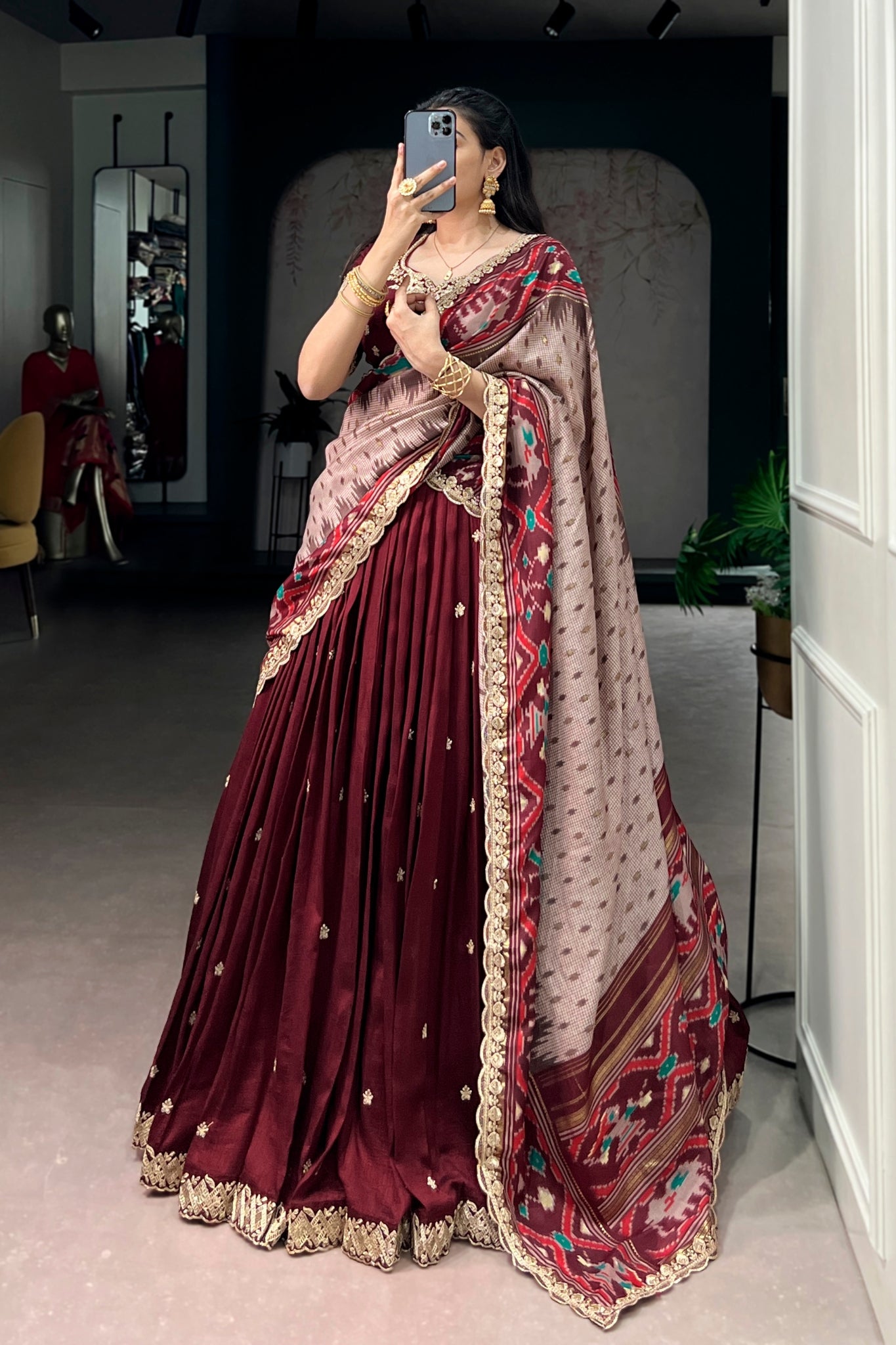 Premium Vichitra Silk Lehenga Choli For Women With Dupatta
