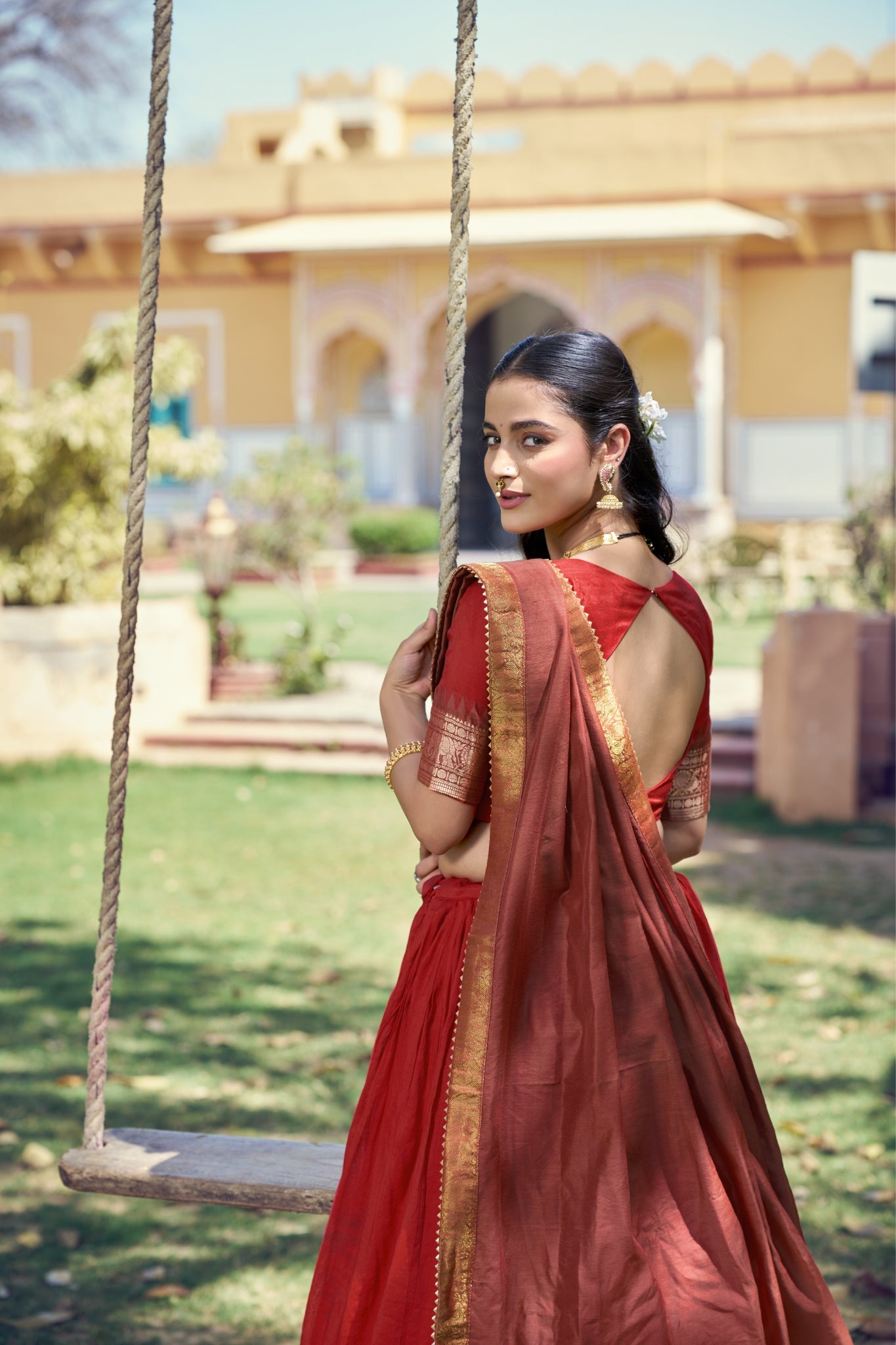 South Indian Traditional Lehenga Choli With Dupatta For Women