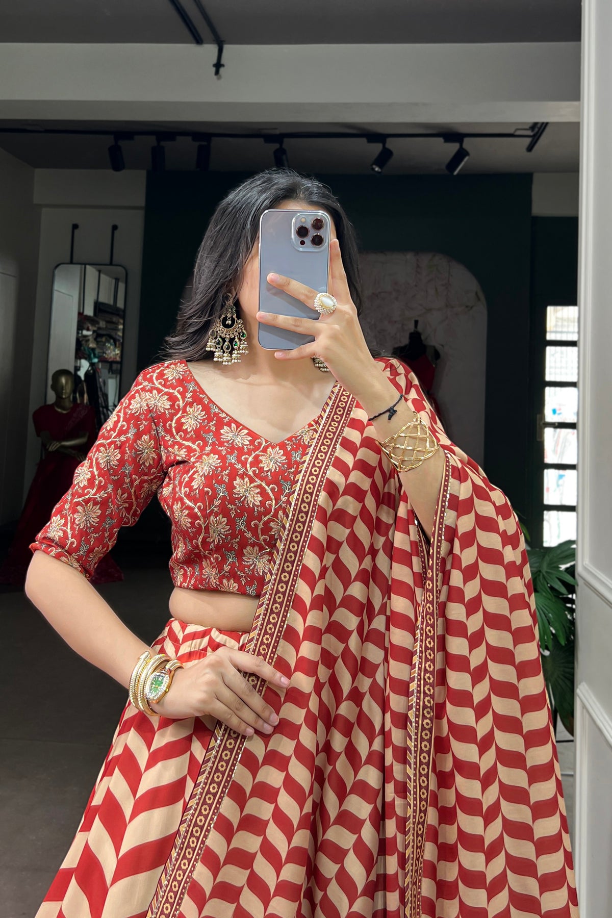 Vaishali Silk Designer Print With Beads Work Lehenga Choli For Wedding & Festive Wear