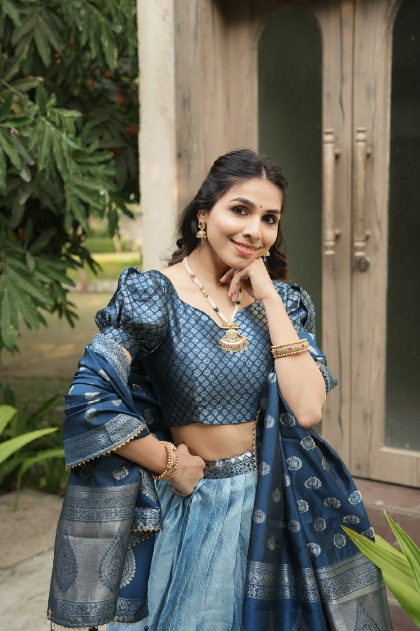 Royal Banarasi Silk Lehenga Choli With Contrast Dupatta For Wedding And Festive Wear
