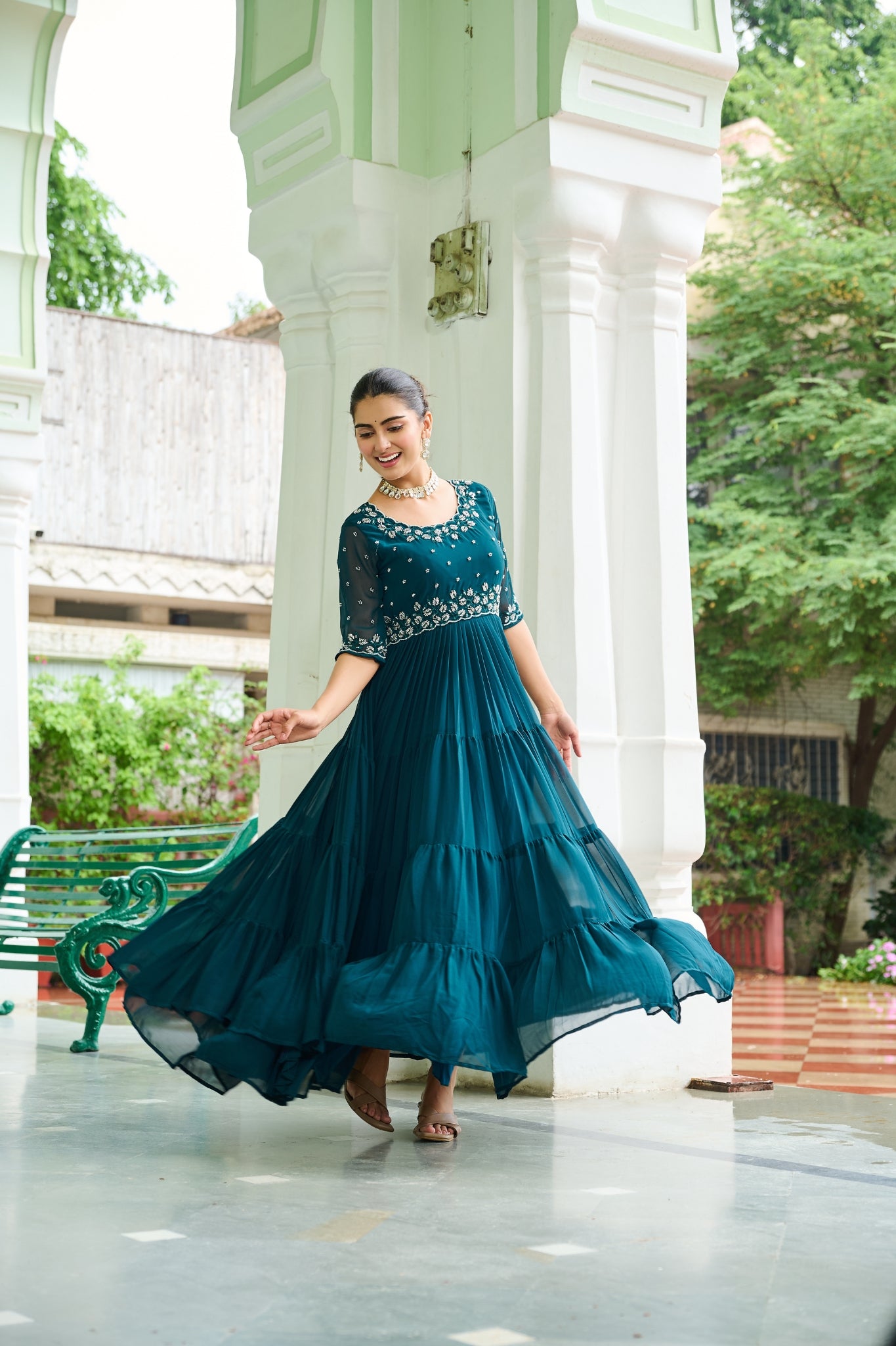 Stunning Beads Embroidery Work Beautiful Gown