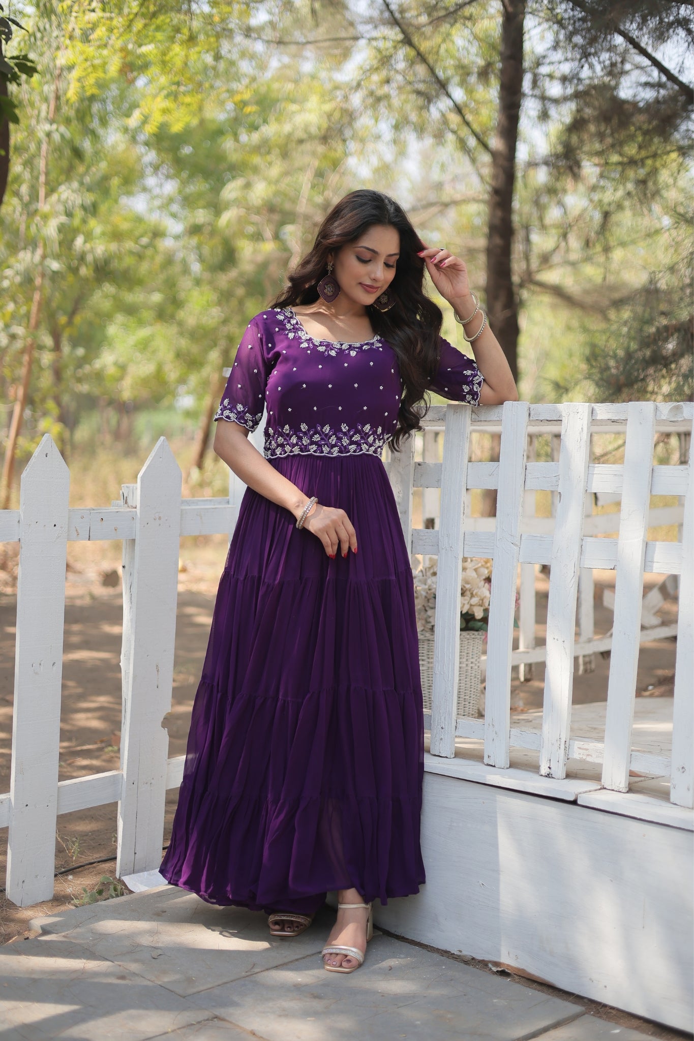 Stunning Beads Embroidery Work Beautiful Gown