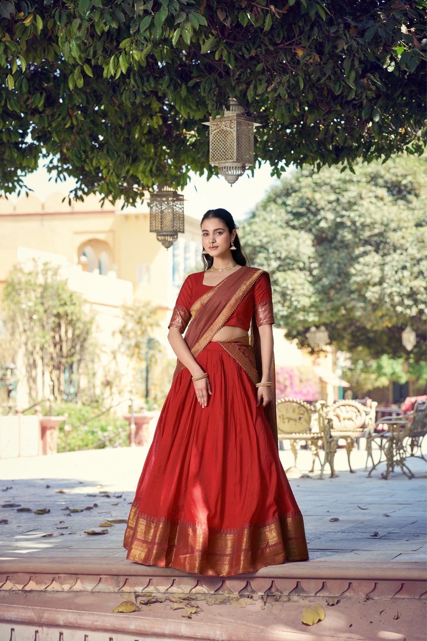 South Indian Traditional Lehenga Choli With Dupatta For Women