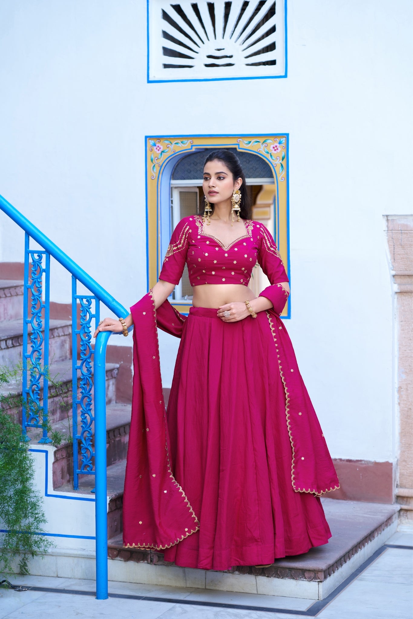 Designer Silk Lehenga Choli For Women With Sequins Thread Embroidery Dupatta