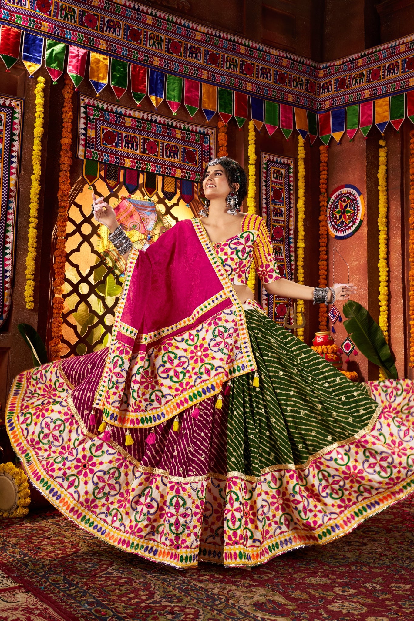 Navratri Designer Beautiful Tread Embroidered With Mirror Work Lehenga Choli