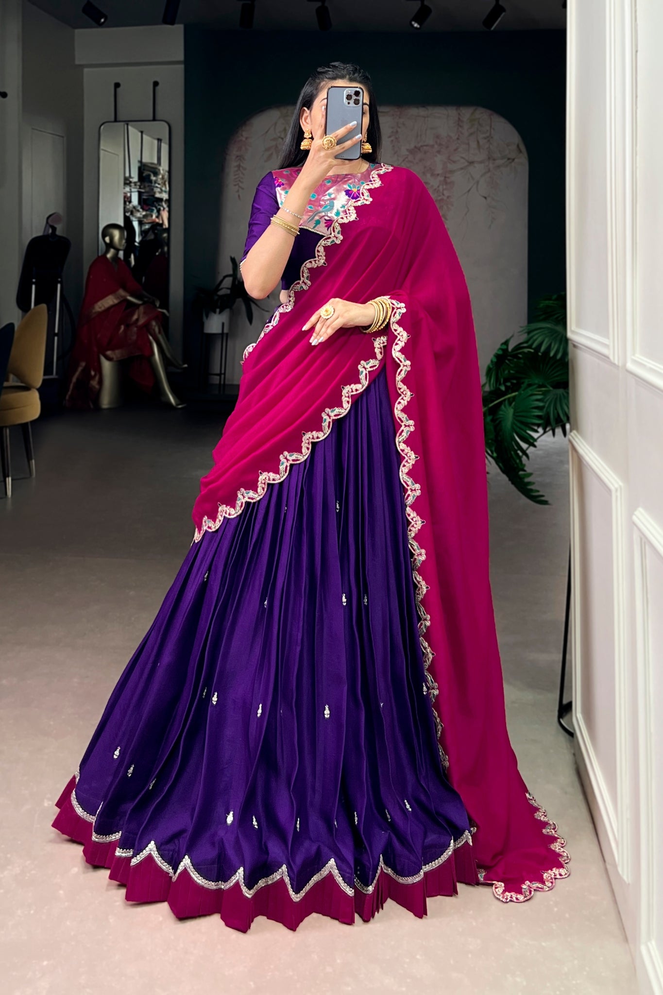 Naysha Purple & Magenta Embroidered Lehenga Choli
