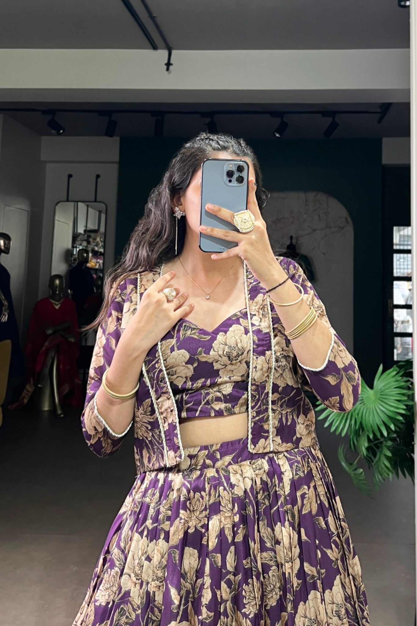 Luxury Tasar Silk Floral Print Lehenga Set With Stylish Koti