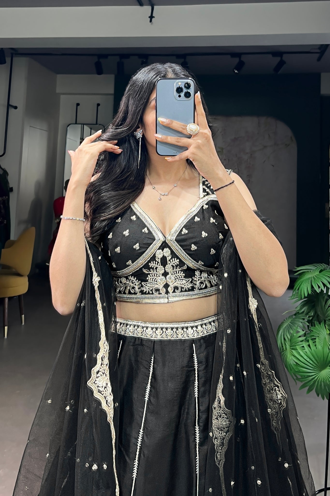 Acriine Luxe Black Naysha Silk Designer Lehenga Choli With Thread & Sequins Embroidery