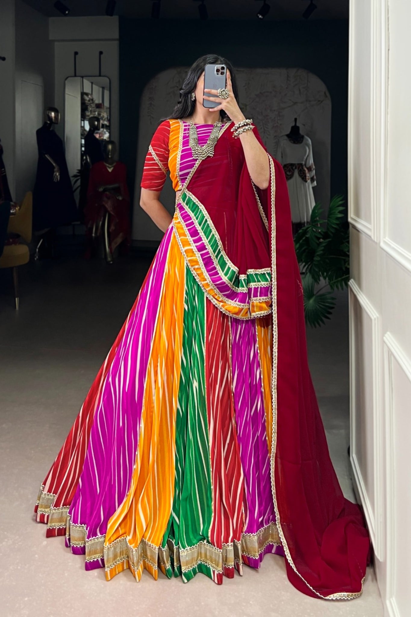 Colorful Tradition Georgette Leheriya Printed Garba Choli