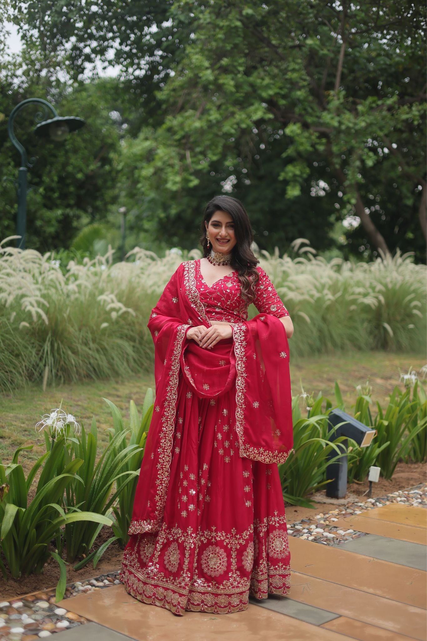 Pink Designer Sequins Embroidered Work Wedding Lehenga Choli