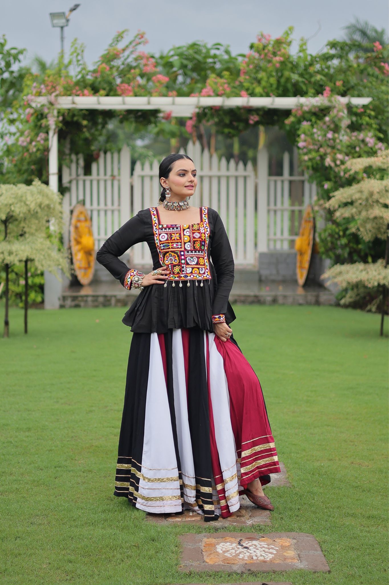 Navratri Special Rayon Kutchi Gamthi Work Traditional Lehenga Choli
