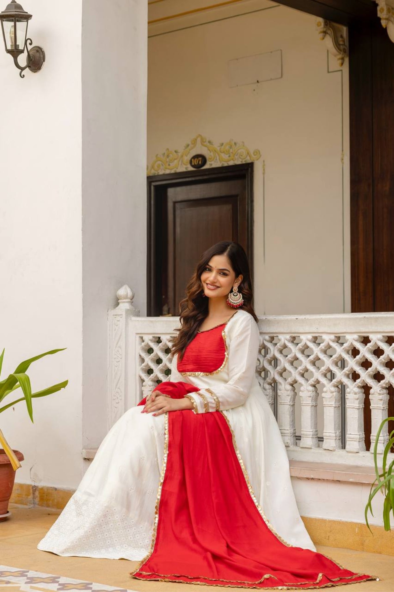 Elegant Roman Silk Chikankari Anarkali Set With Dupatta