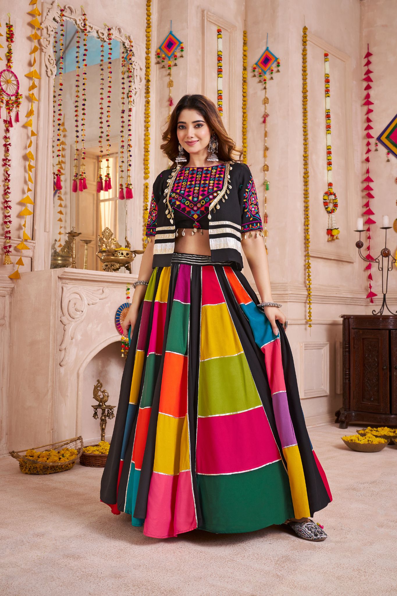 Black Stylish Designer Navaratri Lehenga Choli