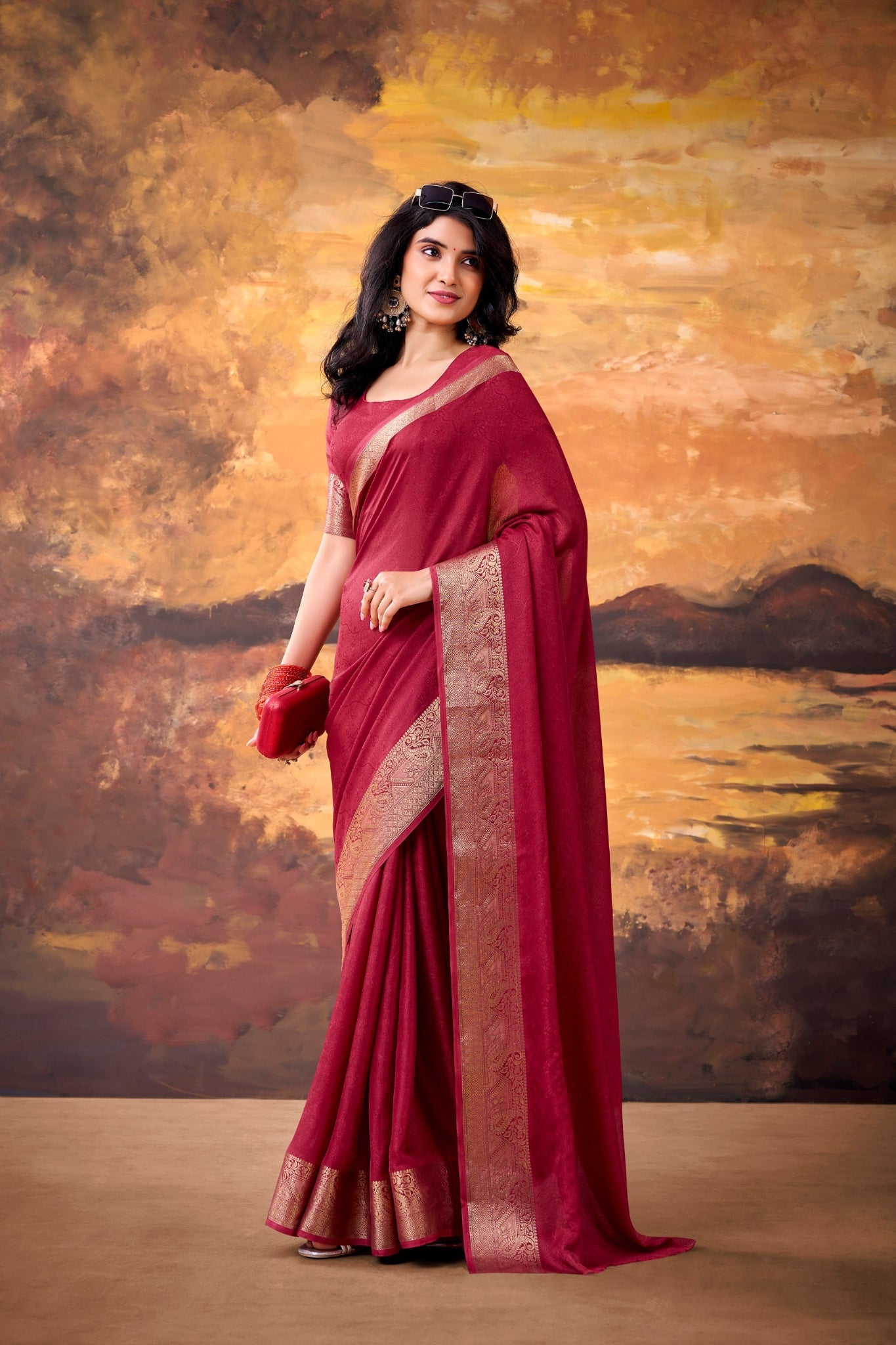 Soft Marsh Mello Saree With Elegant Woven Border