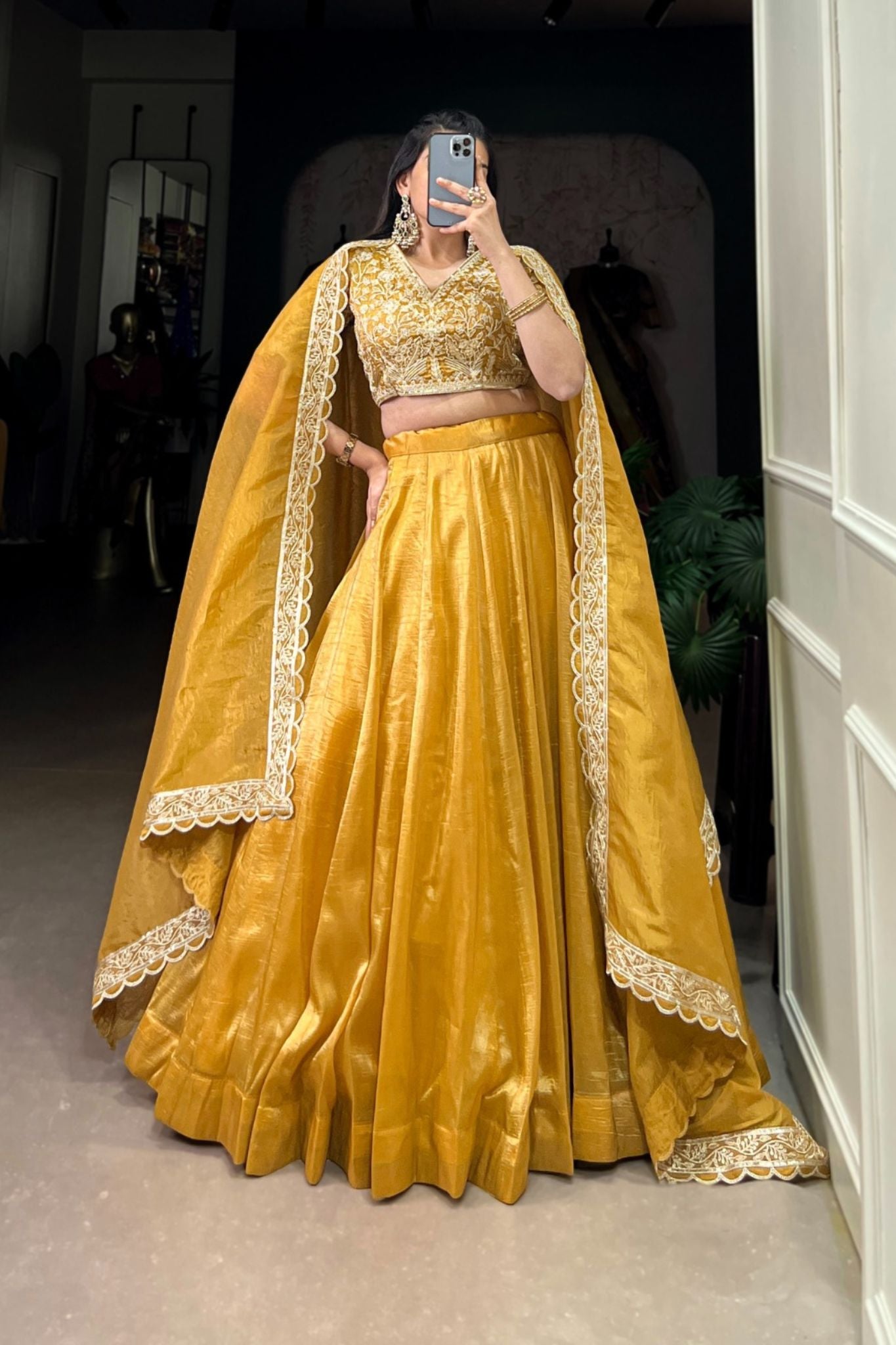 Goldie Sequins With Tread Embroidered Golden Lehenga Choli