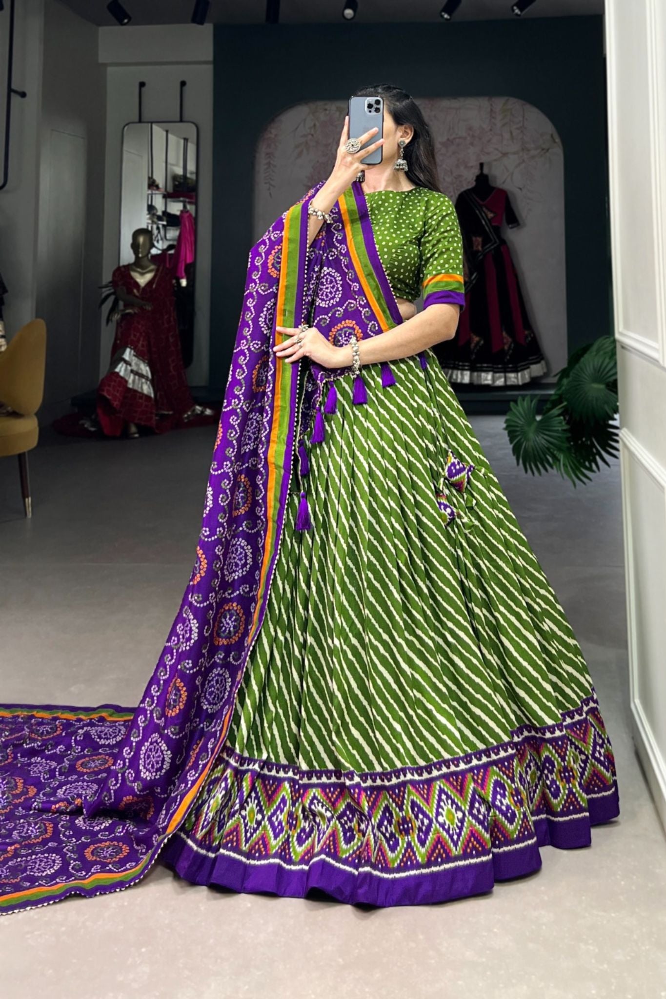 Gorgeous Patola Leheriyu Print Lehenga Choli