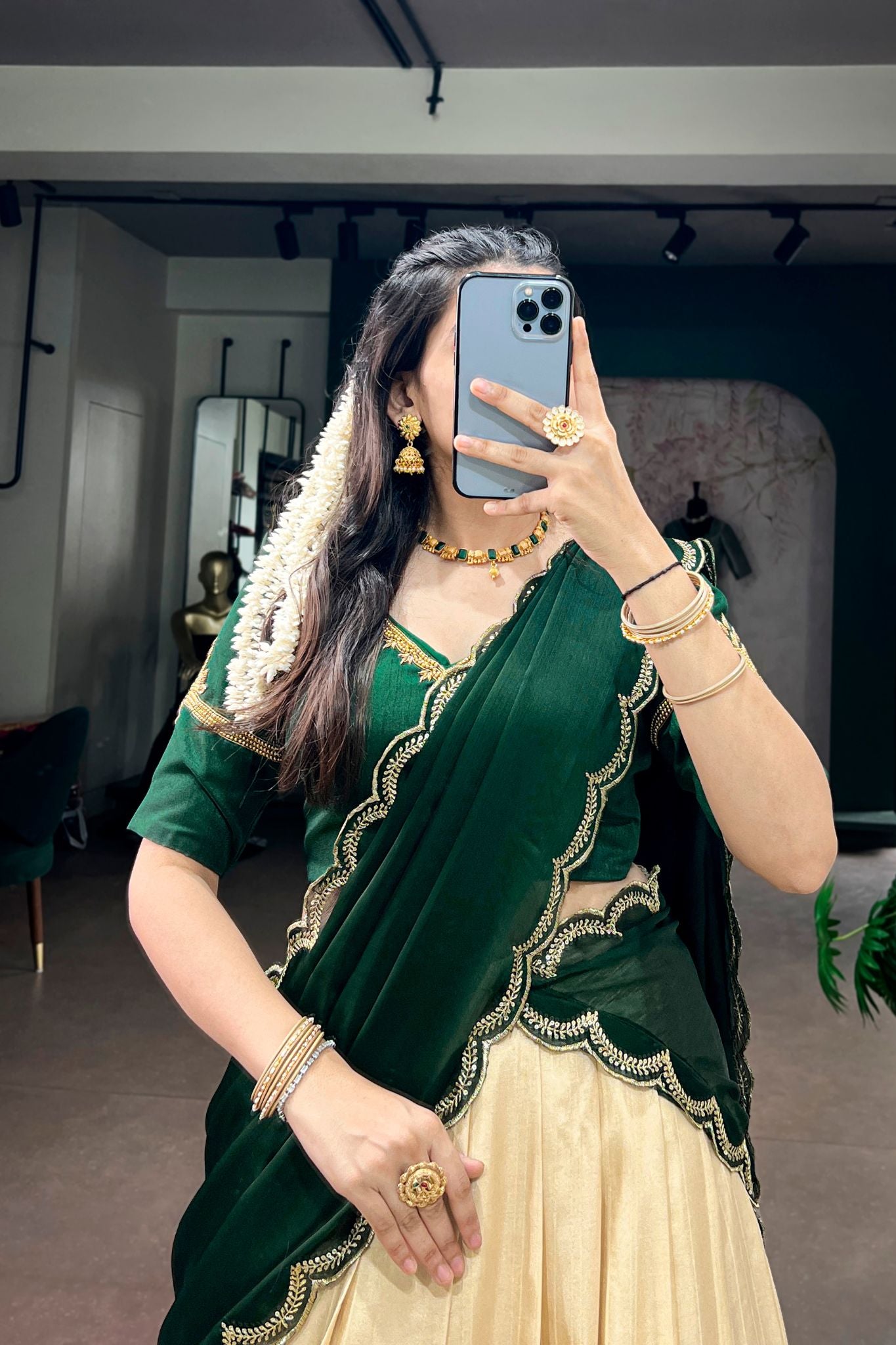 South Indian Style Onam Lehenga Choli for Women