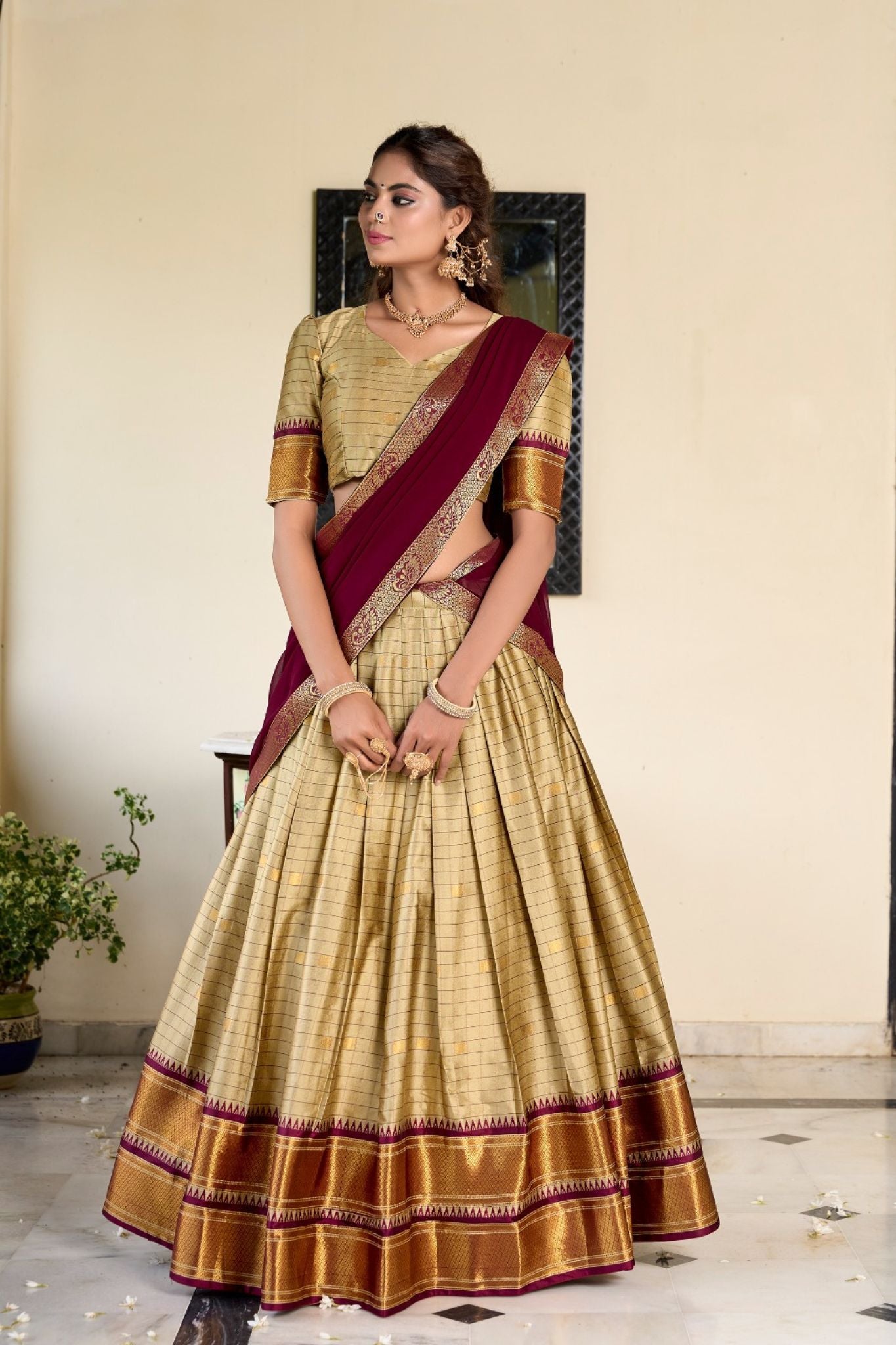 Cotton Silk Weaving Work Lehenga Choli