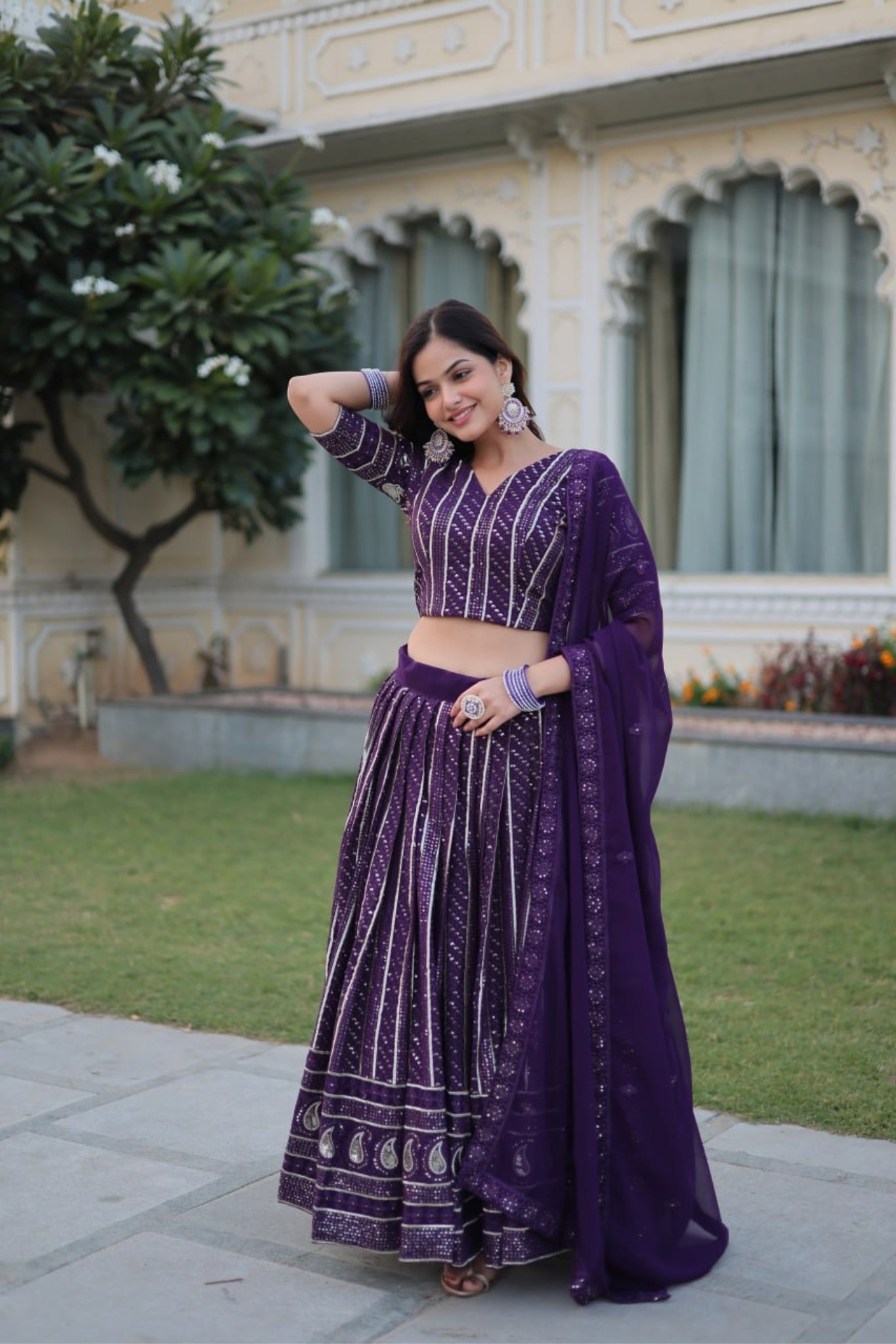 Purple Embroidered Wedding Special Lehenga Choli