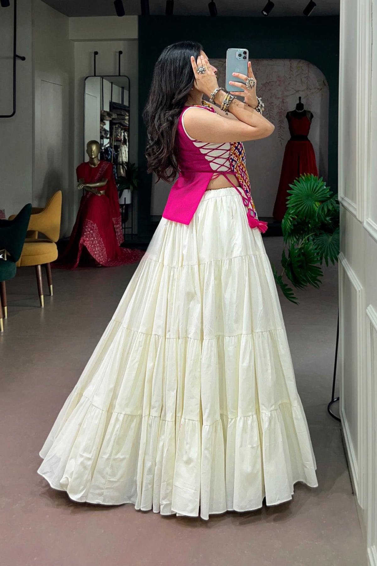 Navratri Designer Pure Cotton Gamthi Work Lehenga Choli