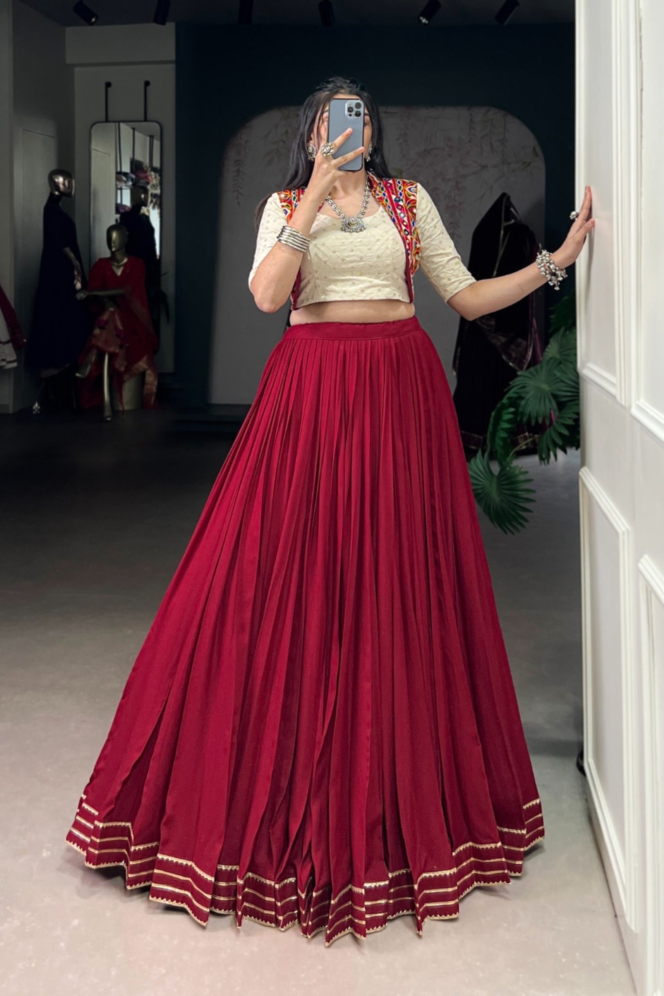 Pure Rayon Original Mirror Gamthi Work Stylish Lehenga Choli