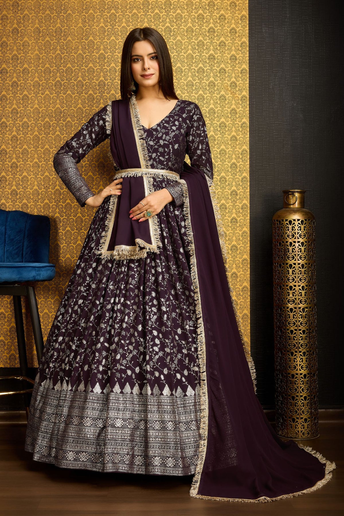 Purple Elegance Designer Anarkali Set