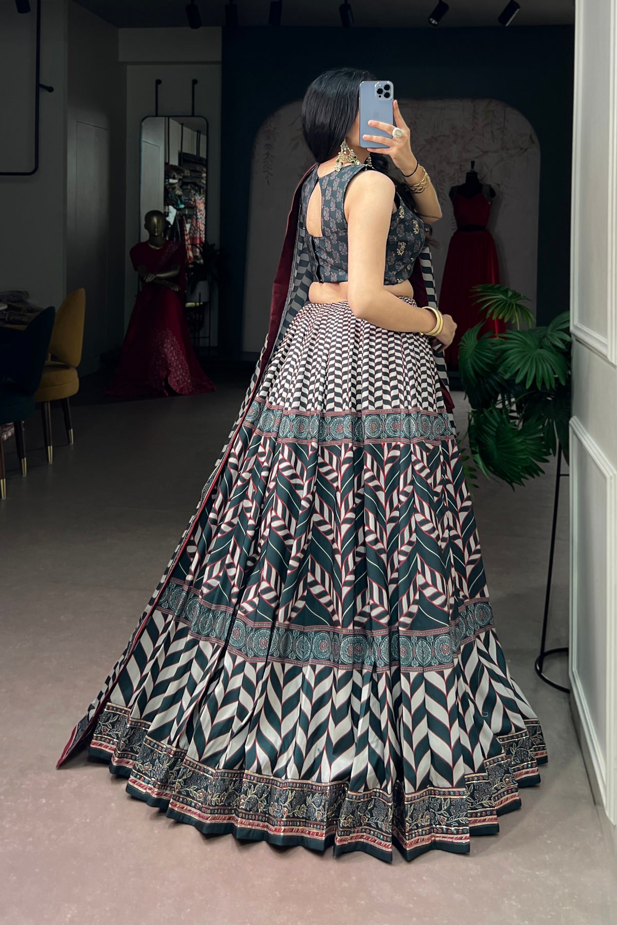 Vaishali Silk Designer Print With Beads Work Lehenga Choli For Wedding & Festive Wear